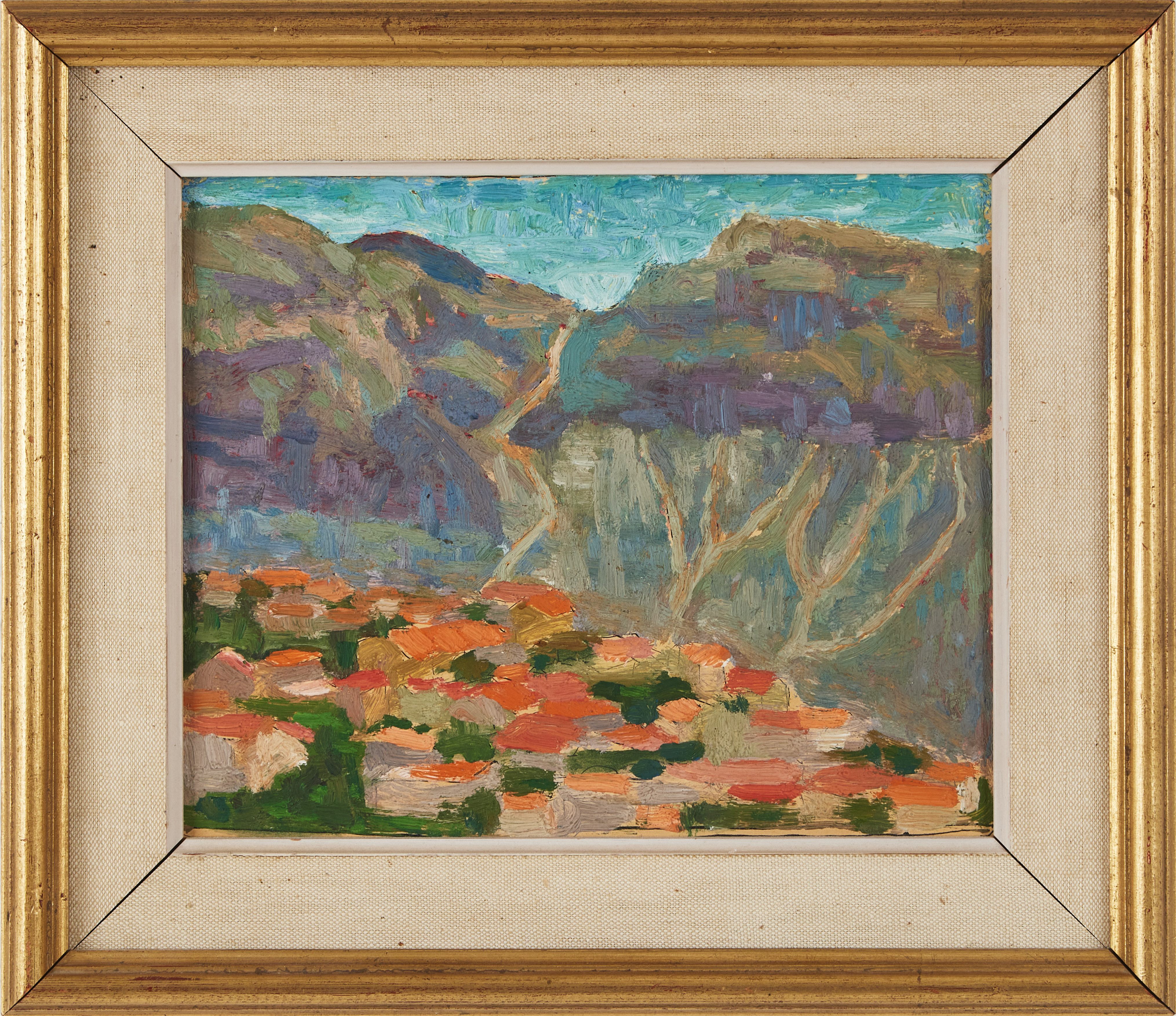 ANDERS BRUNO LILJEFORS. TILLSKRIVEN. Sydländsk vy, olja på pannå.