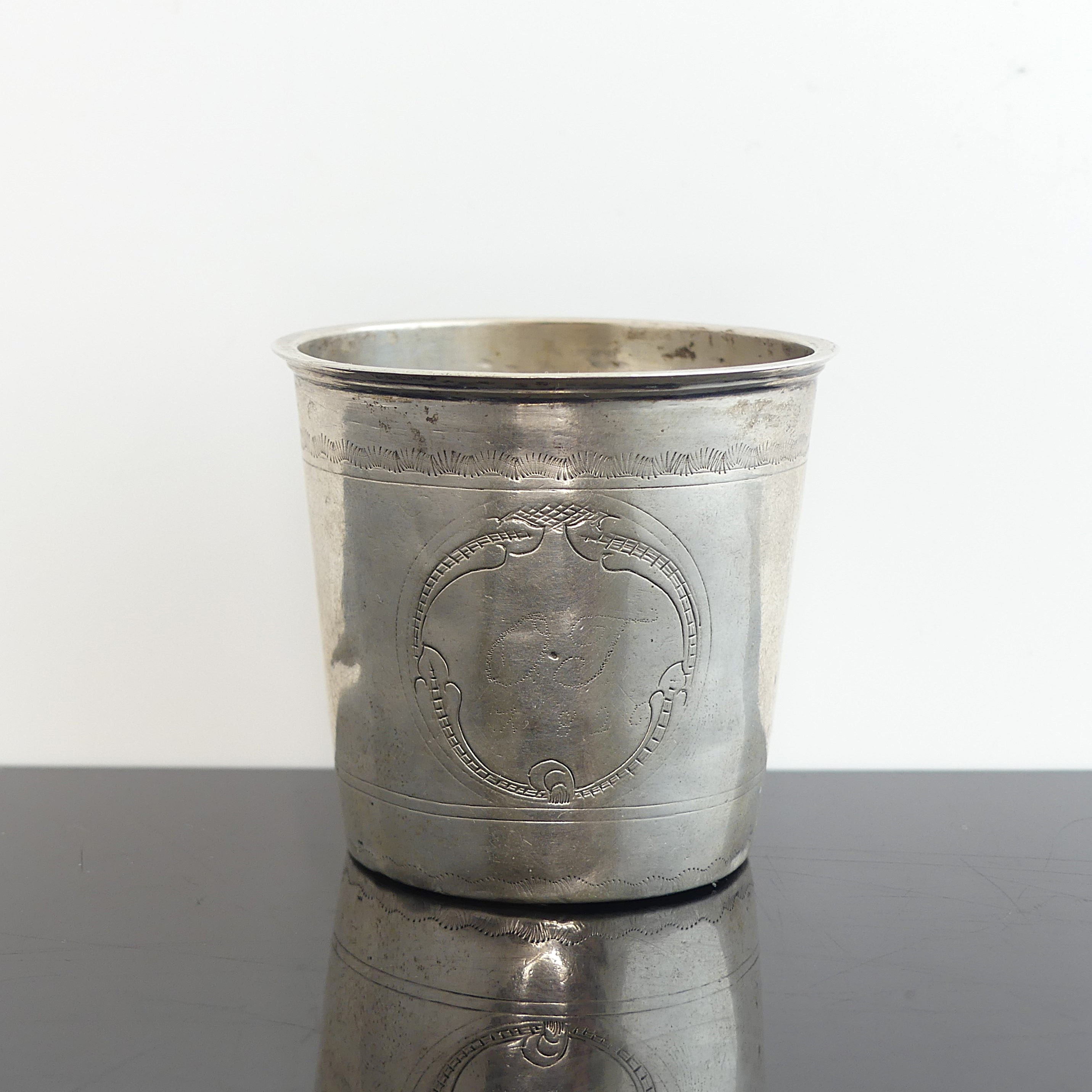 SUPKOPP / BÄGARE, silver, stämplad FK Friedrich Klinck, Stockholm 1723 -1754.
