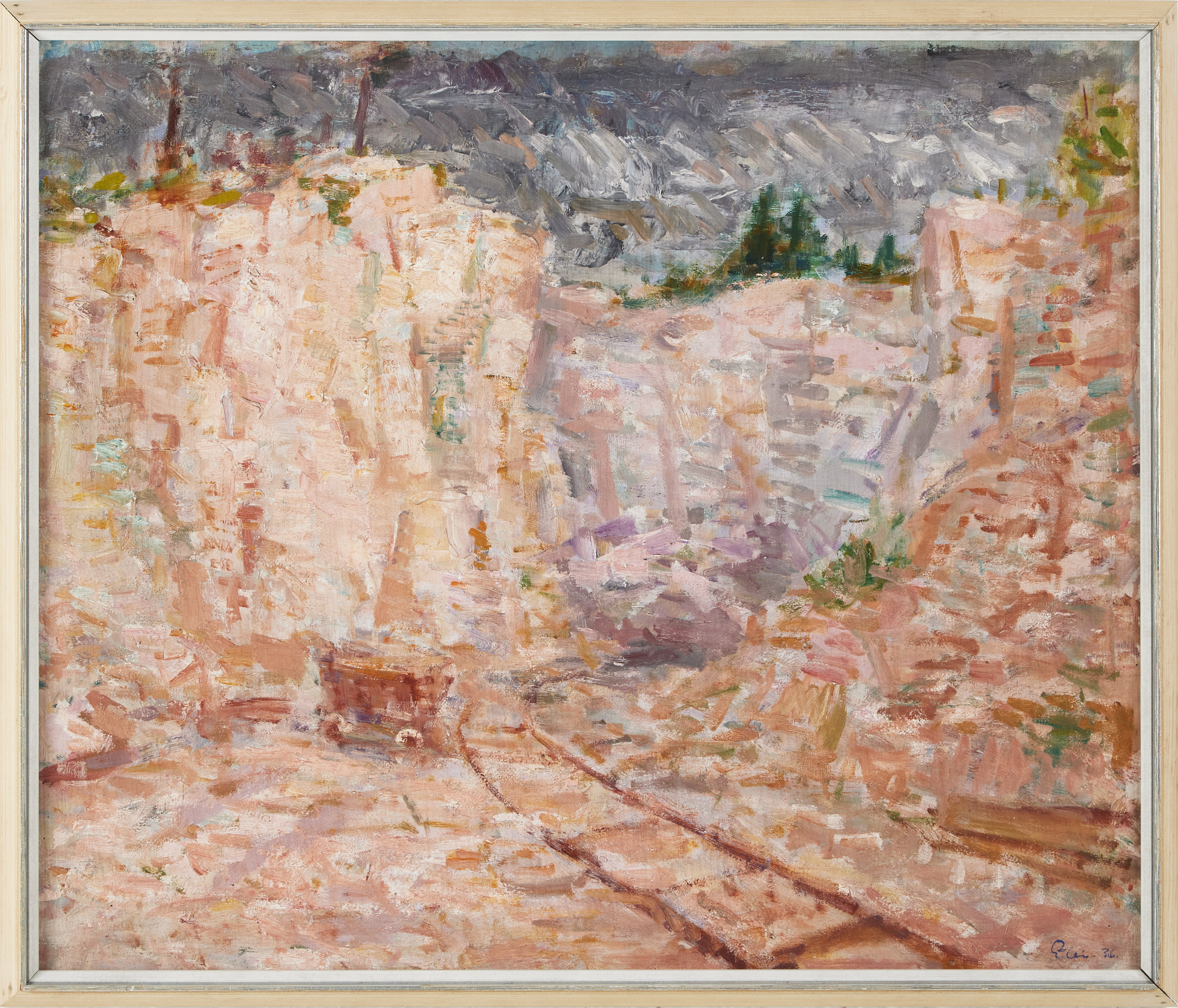 INGVAR ELÉN (1915-1973) Landskap med stenbrott, oljemålning på duk, signerad och daterad Elén 36.
