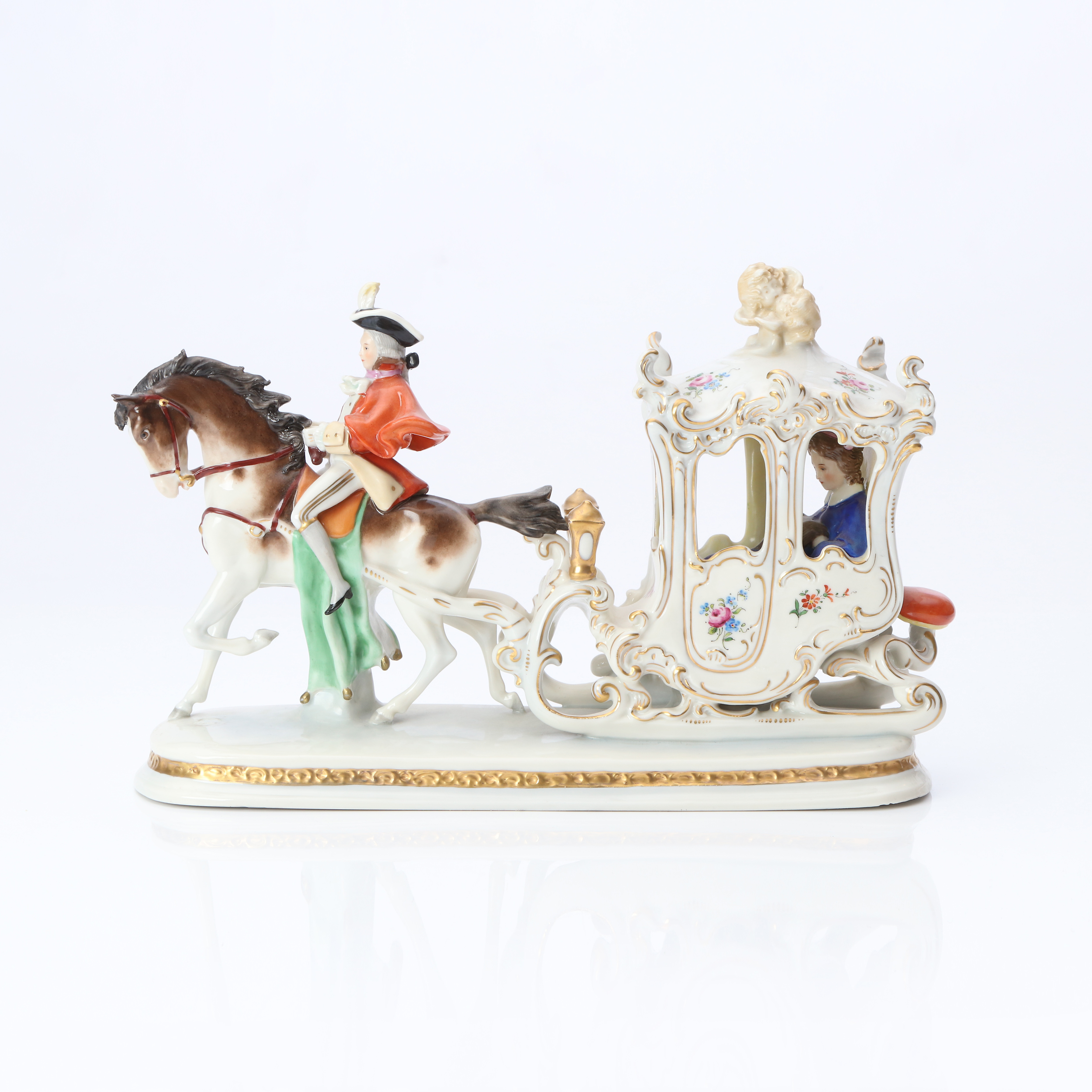 FIGURGRUPP. Porslin. Vintervagn. Troligen Tyskland. 1900-tal.