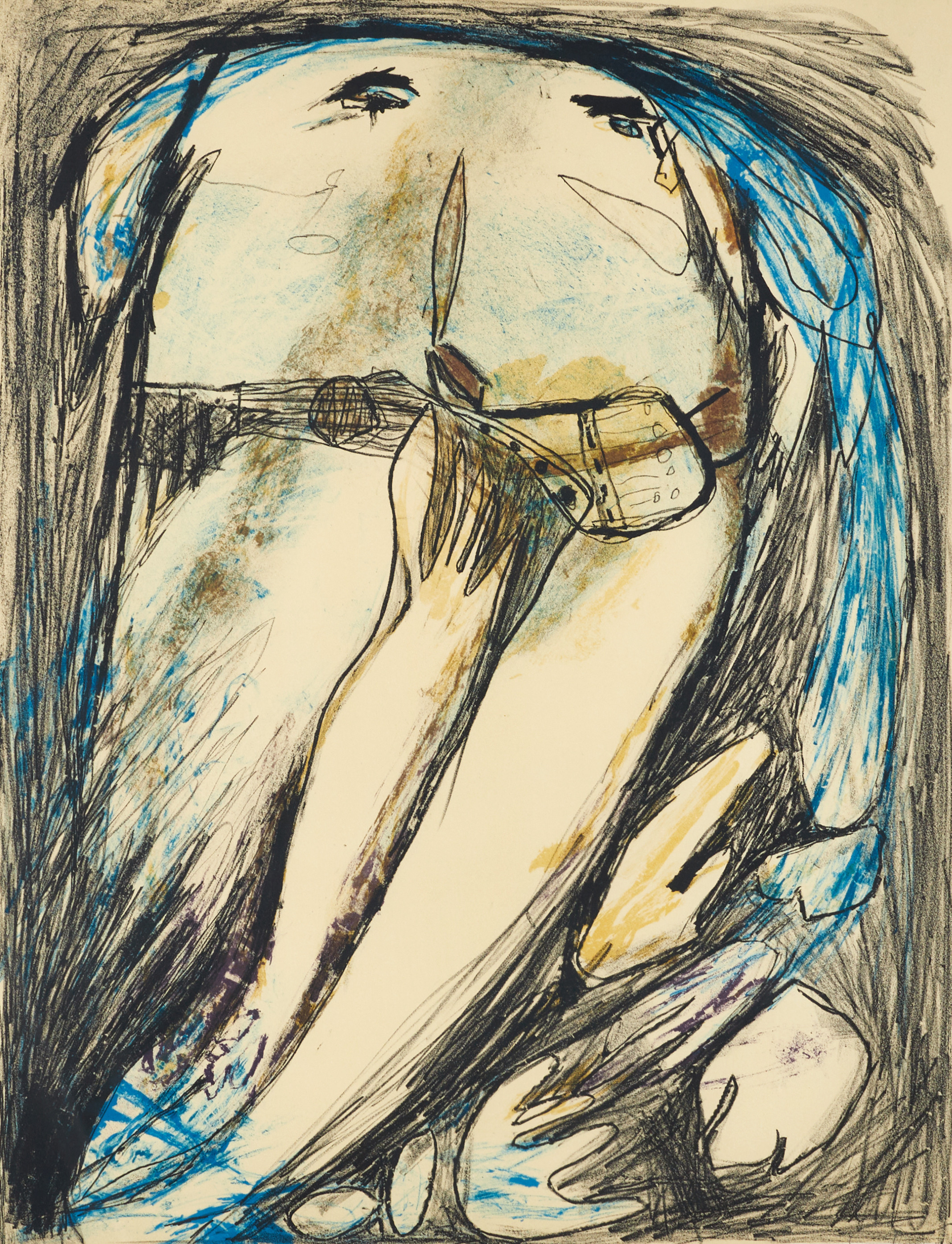 GINA PELLÓN (CUBA, 1926-2014). Figurkompostion, signerad och numrerad 46/100, färglitografi.