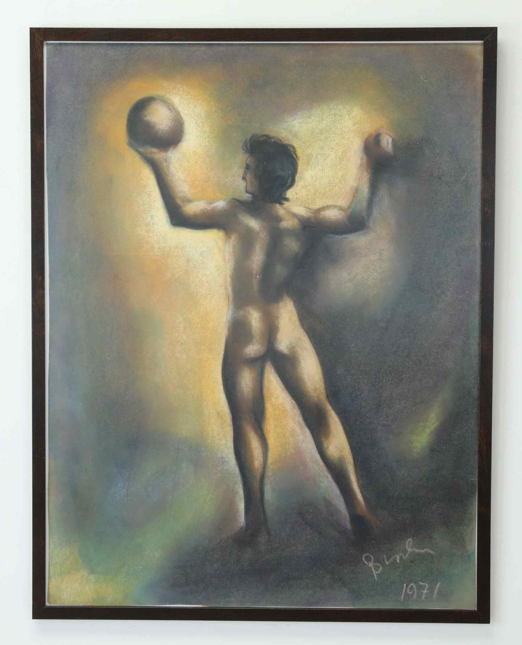 BROR-ERIC BERGQVIST. Pastell, Nakenstudie, signerad, daterad 1971.