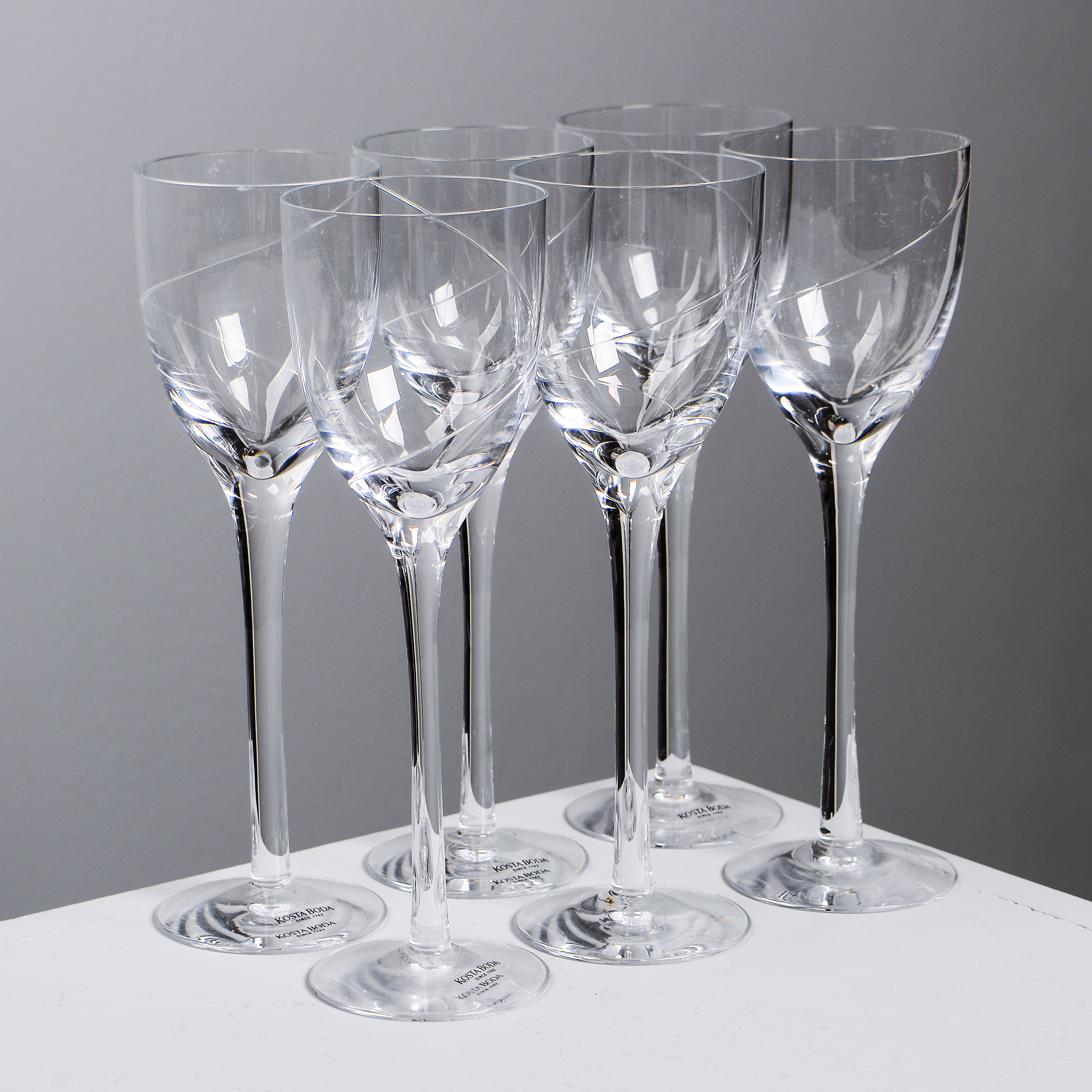 ANNA EHRNER. Vitvinsglas, "Line", 6 st, Kosta Boda.