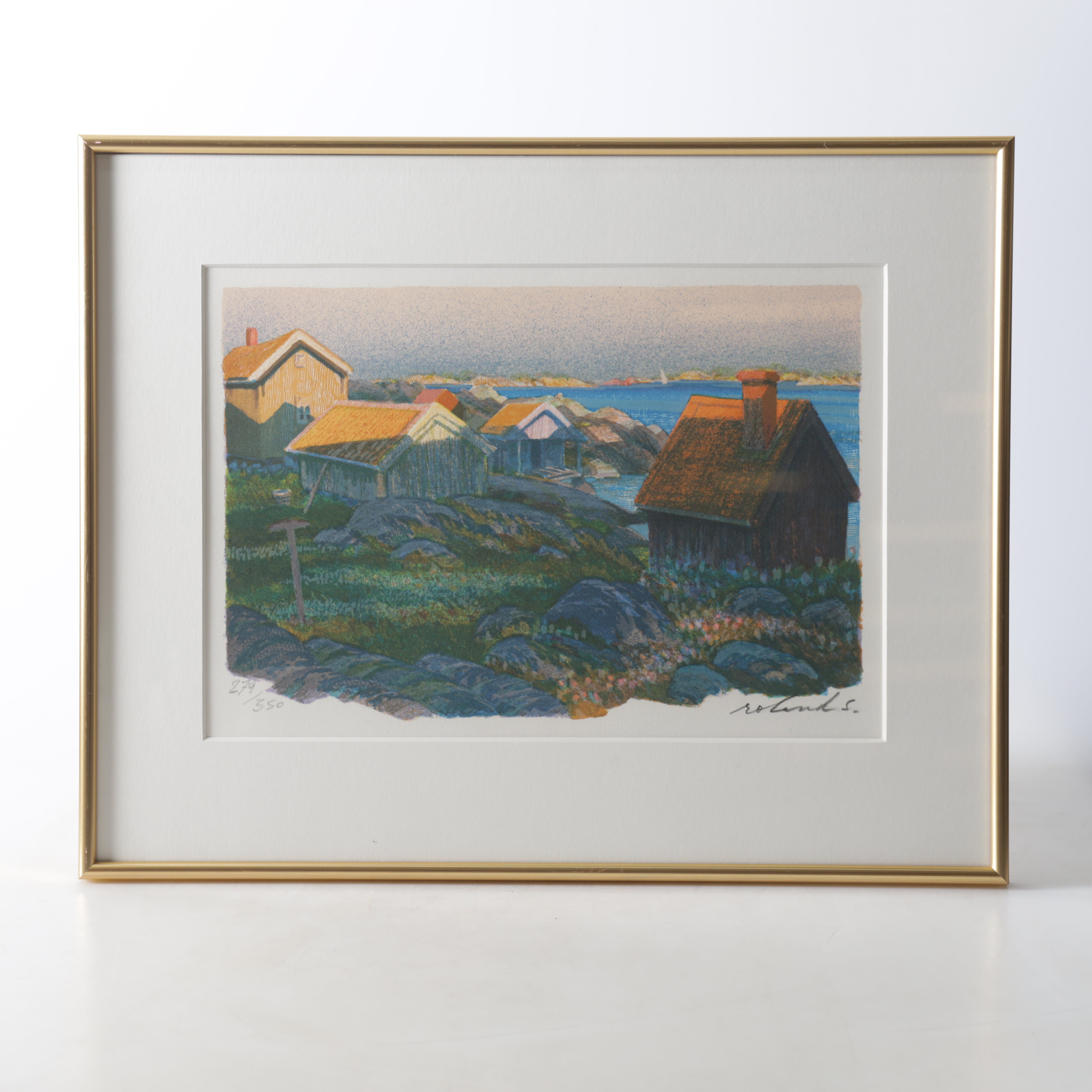 ROLAND SVENSSON. Färglitografi, skärgårdsmotiv, 279/350, signerad.