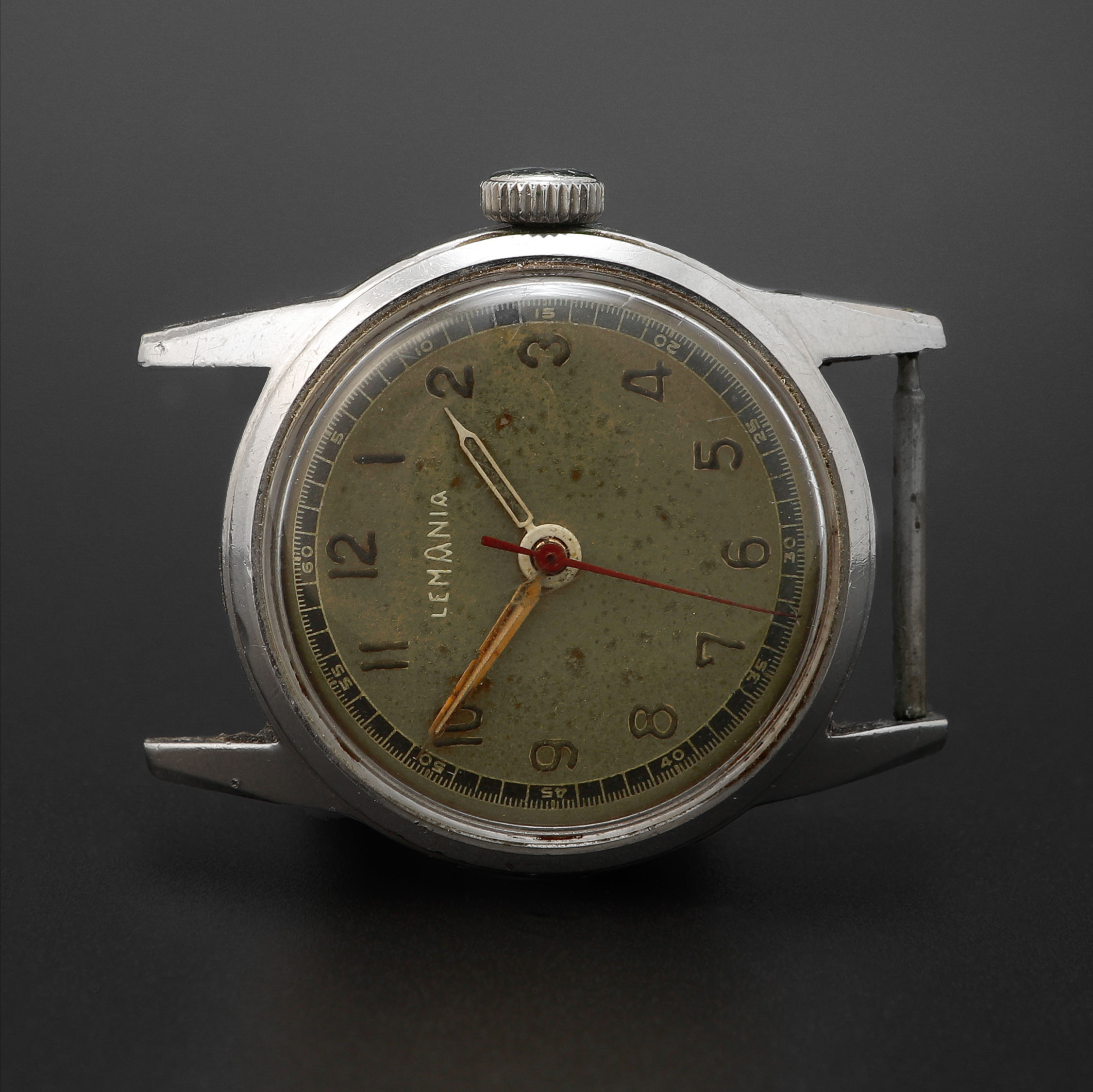 ARMBANDSUR, Lemania, stål, manuell, 1940-tal.