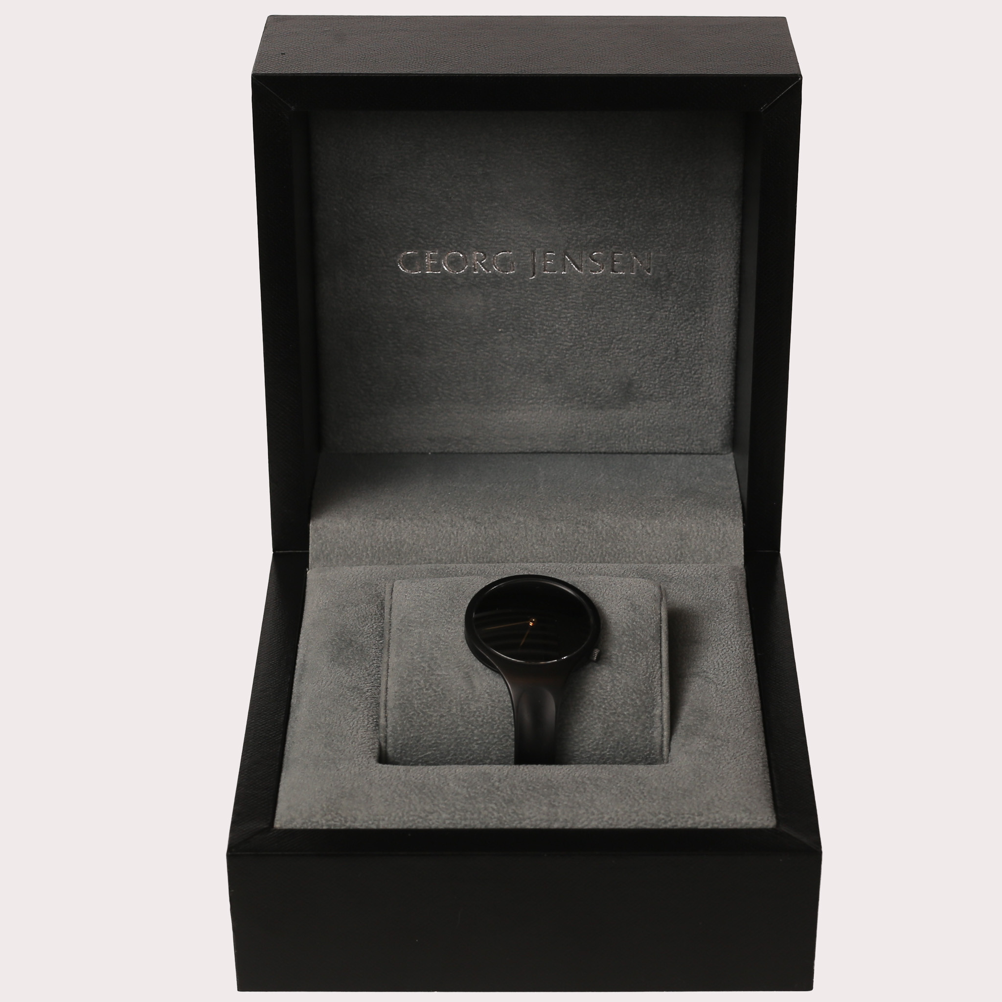 VIVIANNA TORUN BÜLOW-HÜBE. Armbandsur "Vivianna", svart stål, quartz, Georg Jensen, Danmark, nr 226, med box och cert.