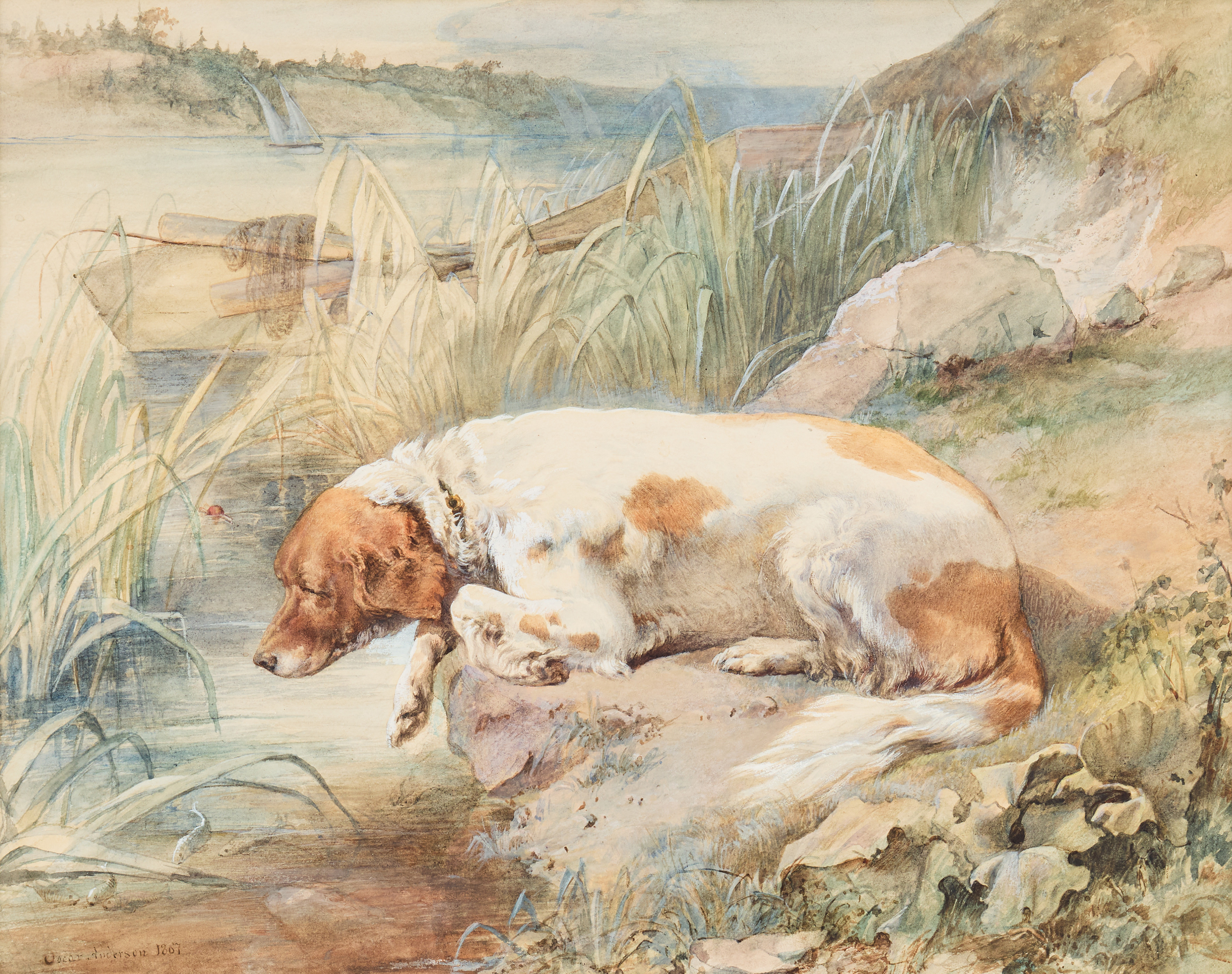 OSCAR LEONARD ANDERSON (1836-1868). Vilande hund.