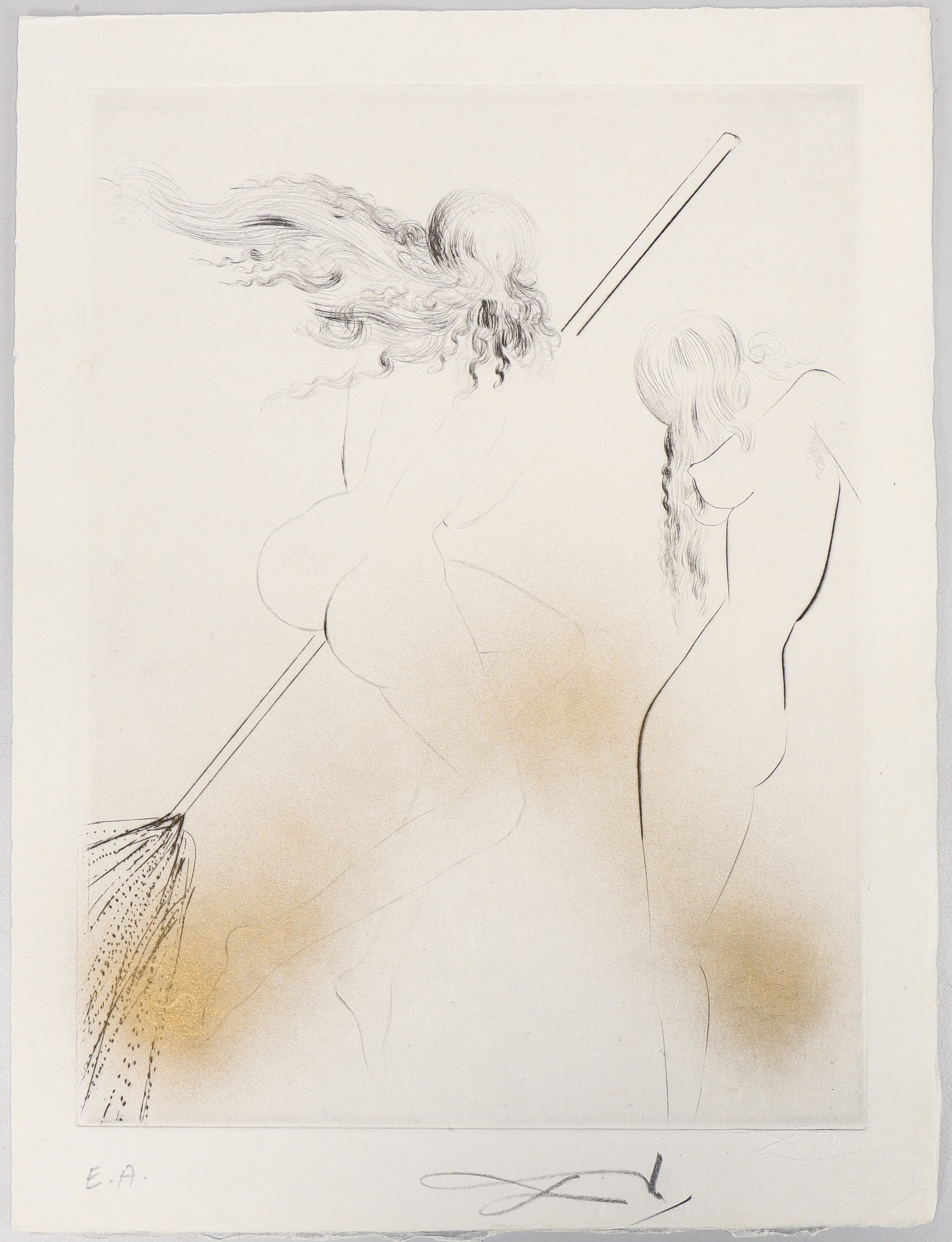 SALVADOR DALÍ. "Sorcière au Balai (Witch on Broom)" ur "Faust (La Nuit de Walpurgis)", 1968/69.