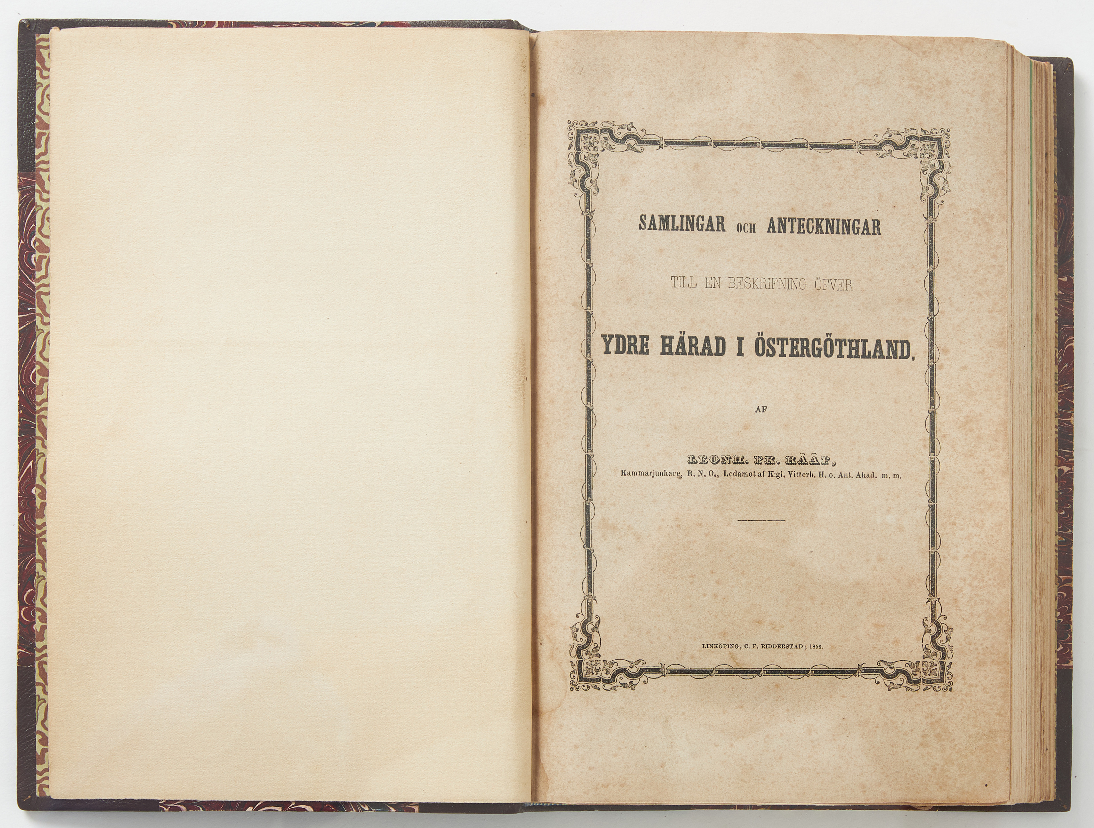 RÄÄFS BESKRIVNING ÖVER YDRE HÄRAD I ÖSTERGÖTLAND. I-V. 5 VOL.
