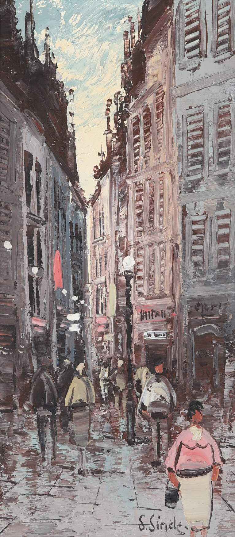 SVEN SINDE. Olja på duk, stadsmotiv, signerad.