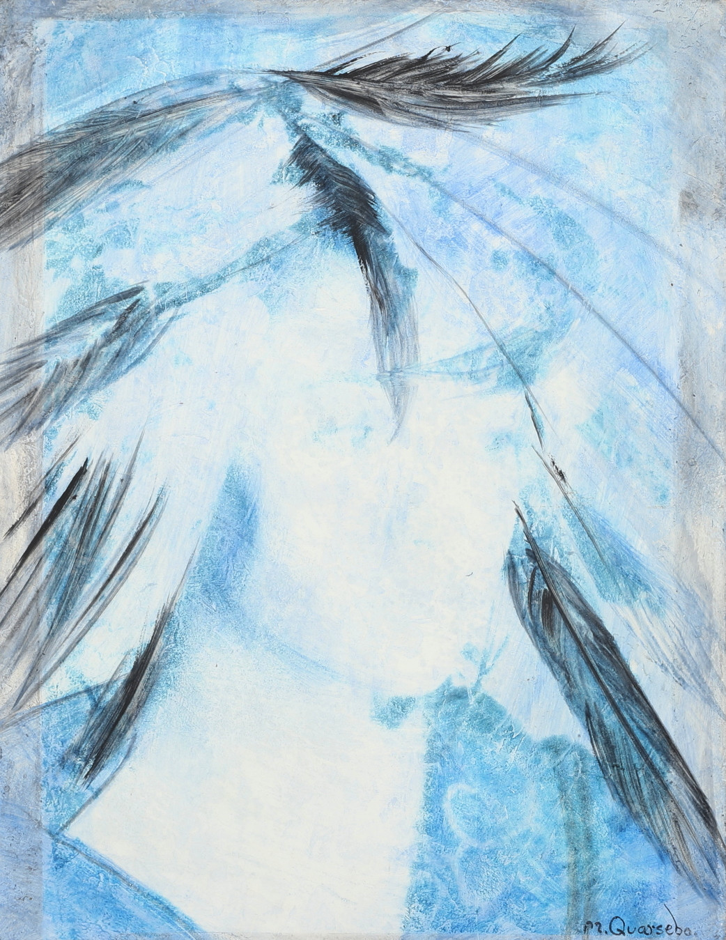 MIKAEL QUARSEBO. Olja på pannå, porträtt, signerad.