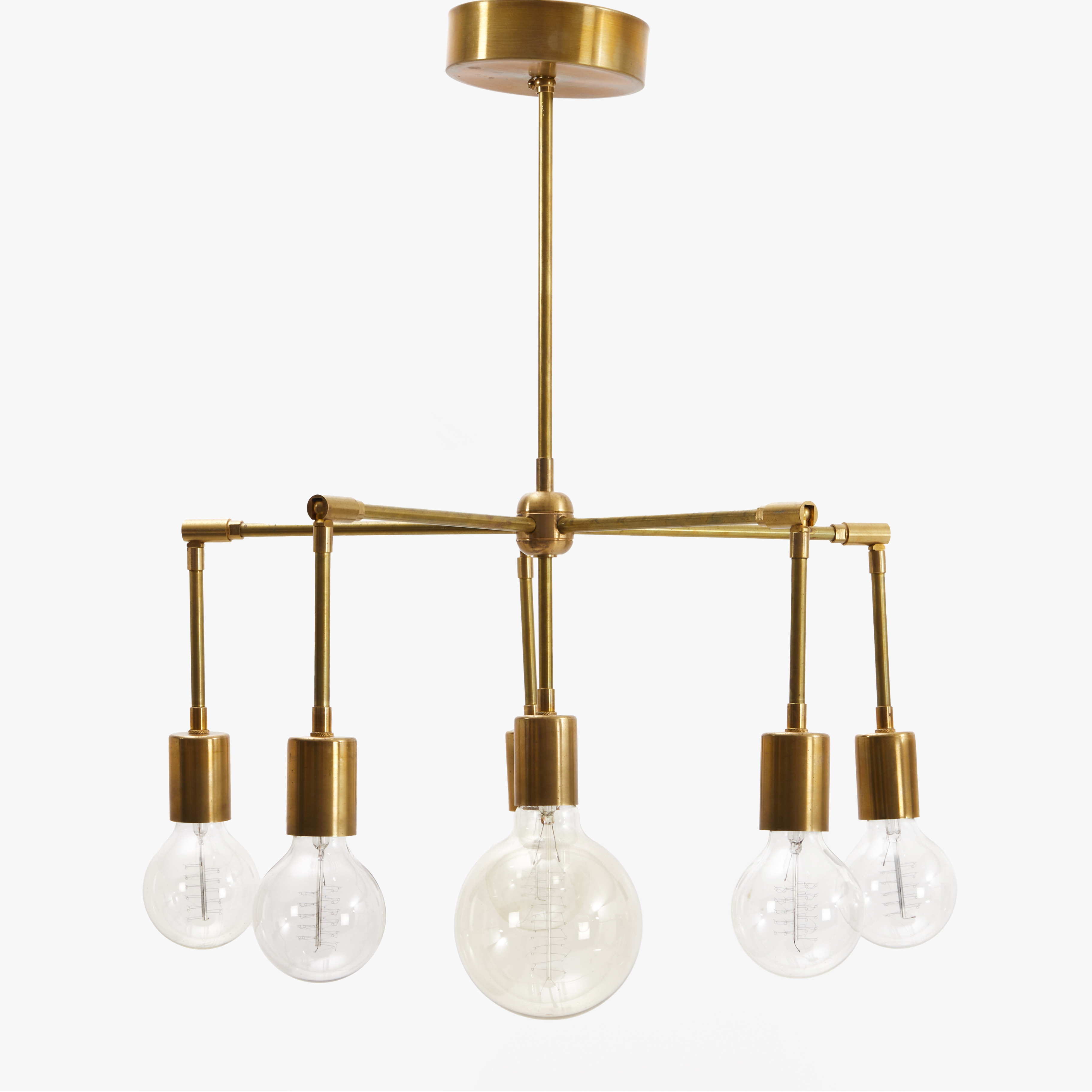 TAKLAMPA, 6 ljuspunkter, mässing, samtida design.