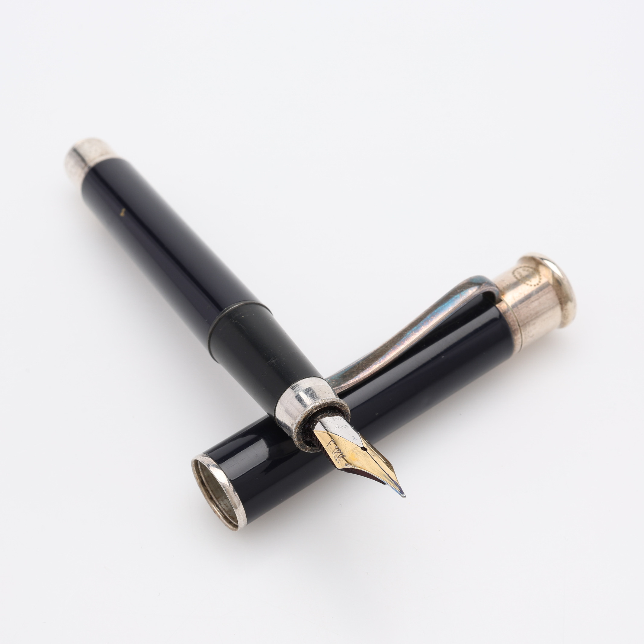 RESERVOARPENNA, MONTERINGAR AV STERLINGSILVER, SKRIVSPETS AV 18K GULD, GEORG JENSEN.