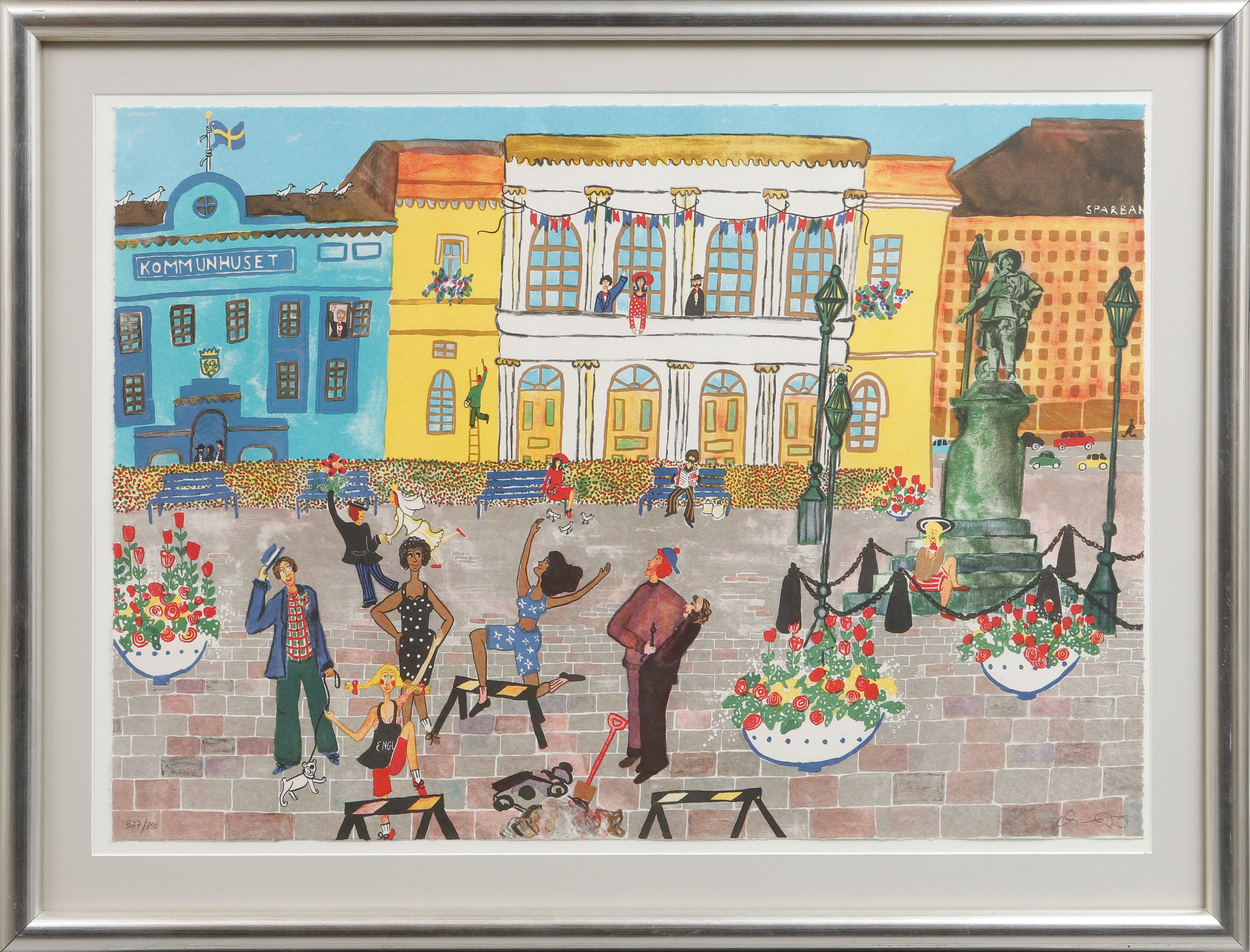 MARIKA LANG. Gustaf Adolfs torg, Göteborg. Färglitografi, signerad och numrerad 327/360.