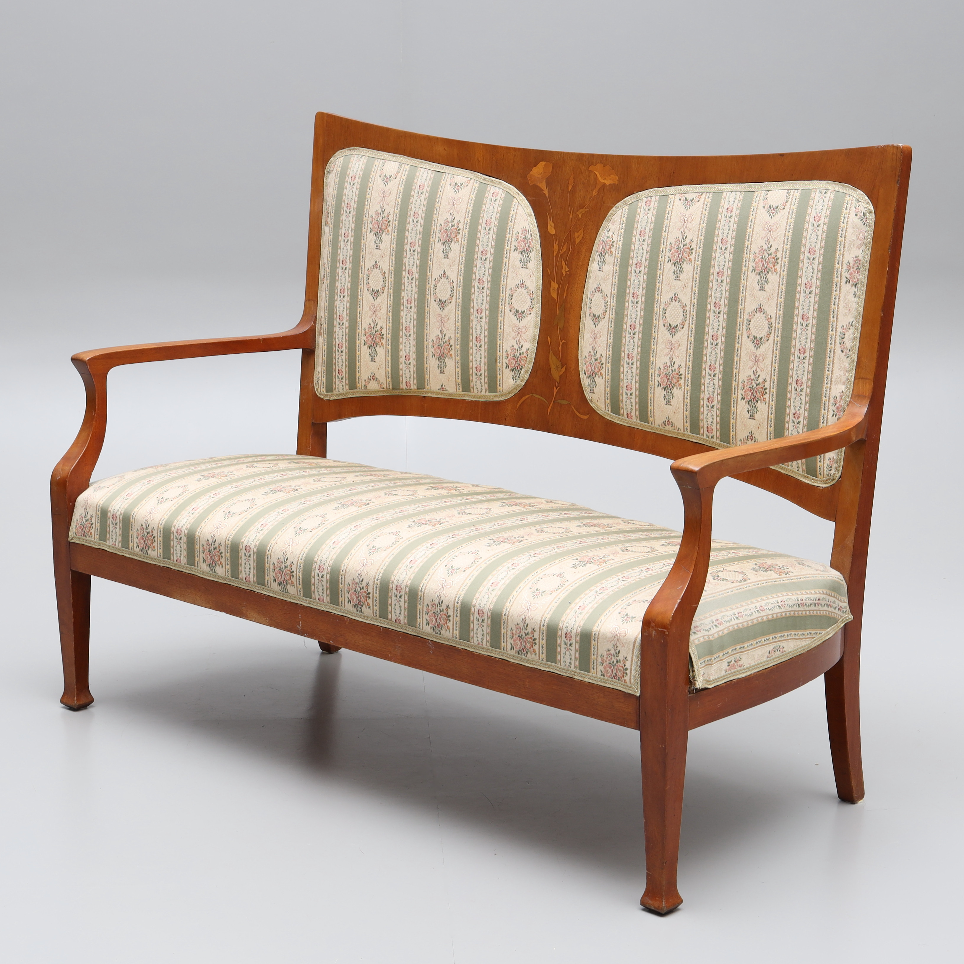 SALONGSSOFFA, mahognyfanér, intarsia, 1800-tal.