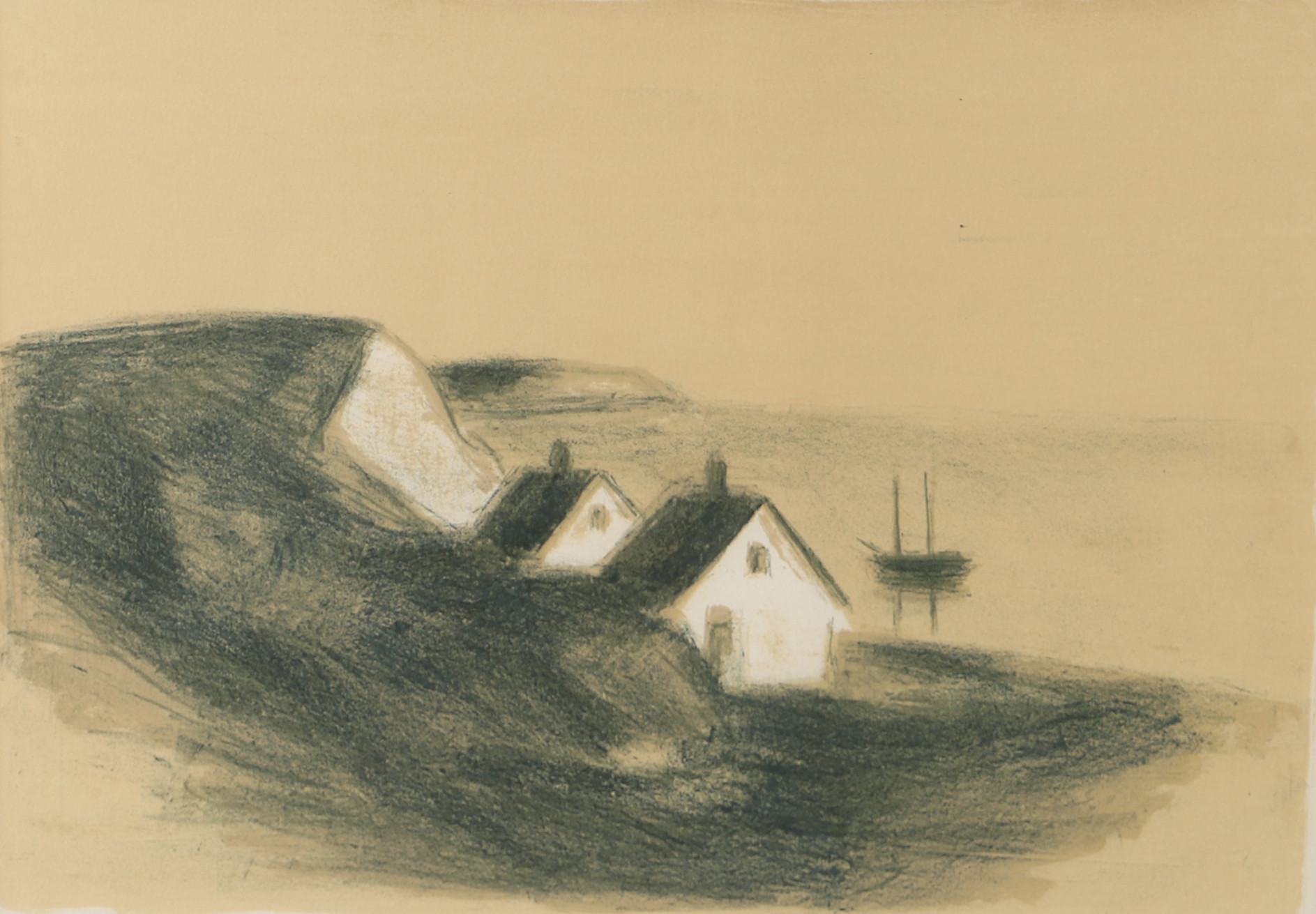 GUSTAV RUDBERG. Motiv från Ven, färglitografi, signerad.