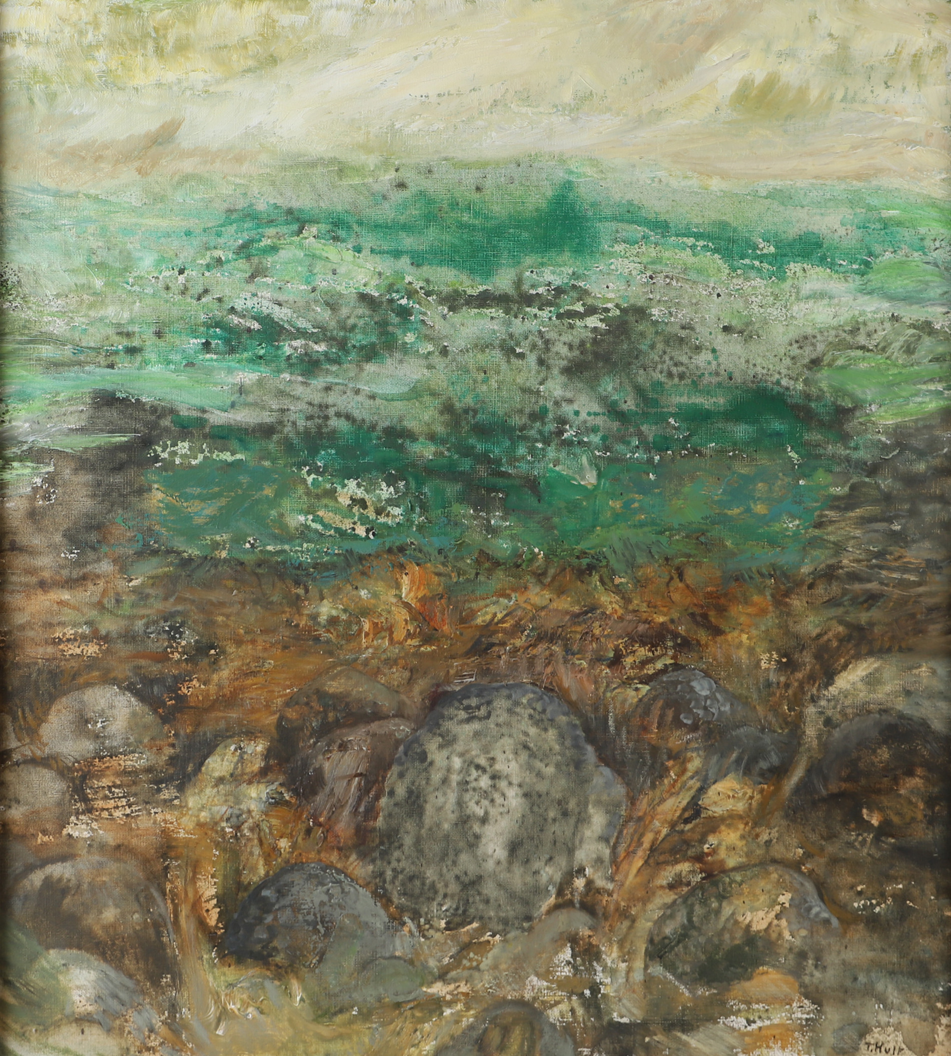 TORSTEN HULT. "Fäladens stenar", olja på duk, signerad T. Hult.