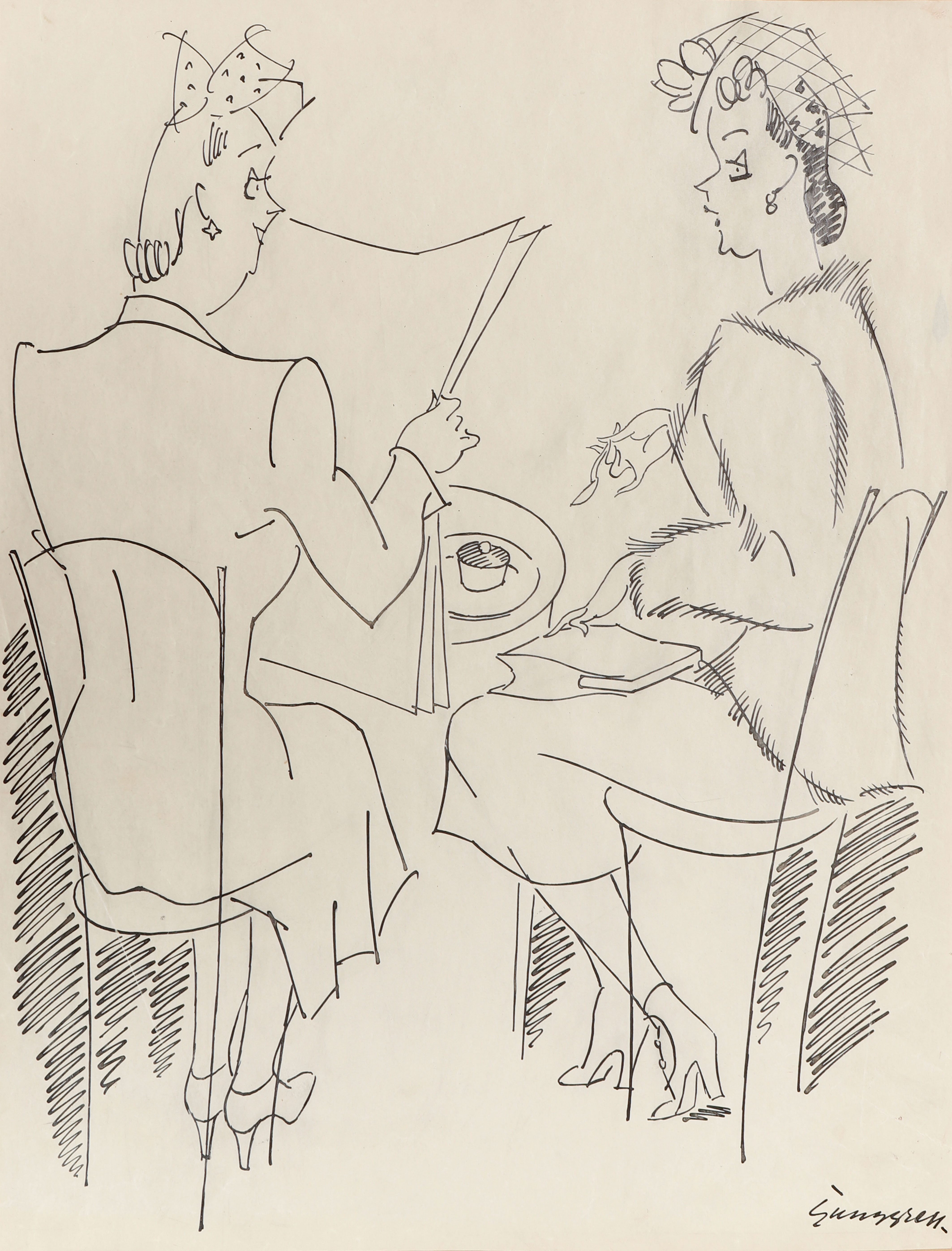 GUSTAF LJUNGGREN. Tuschteckningar, 7 st på papper.