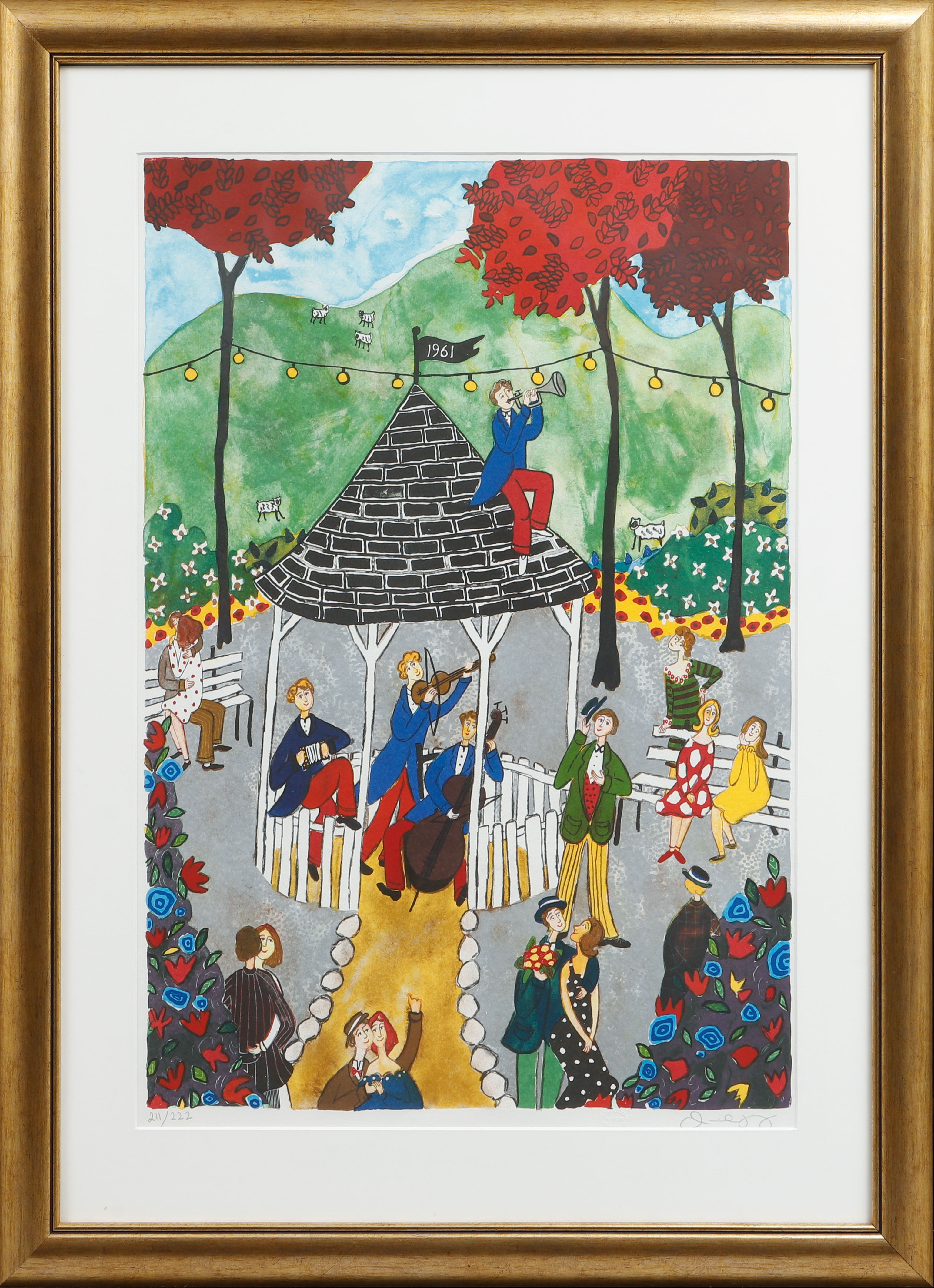 MARIKA LANG. Danspaviljongen. Färglitografi, signerad och numrerad 211/222.