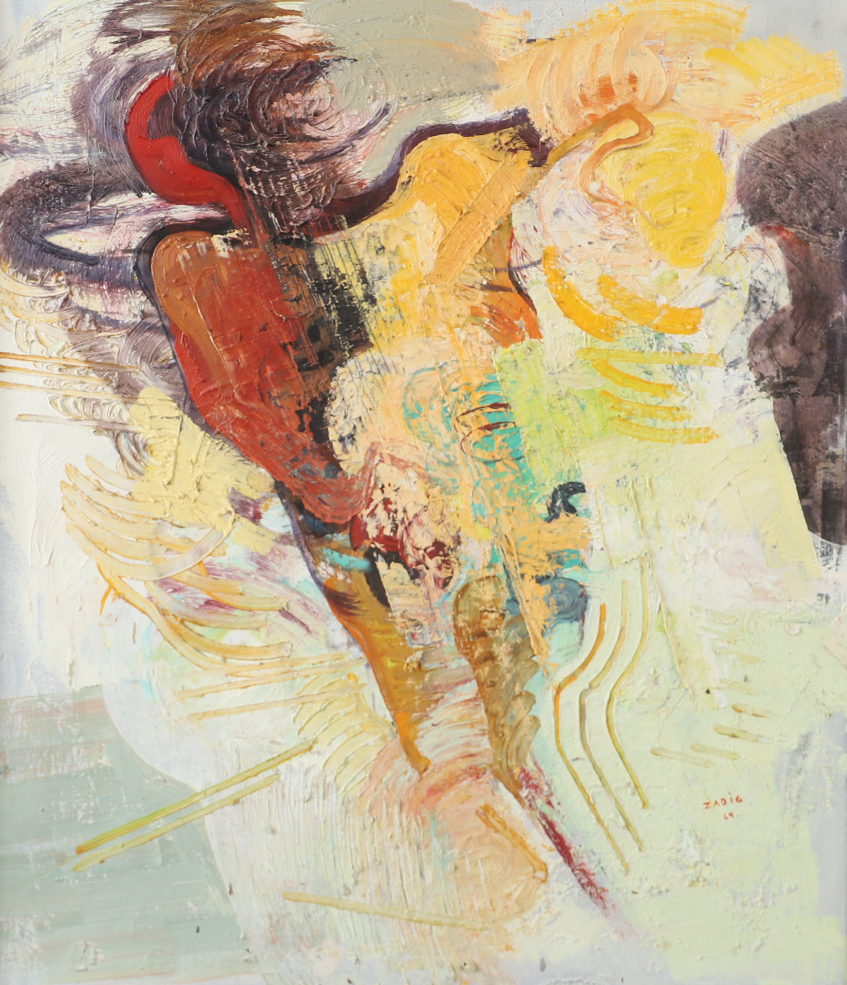 JAQUES ZADIG. "Svindel II", olja på duk, signerad Zadig -64.