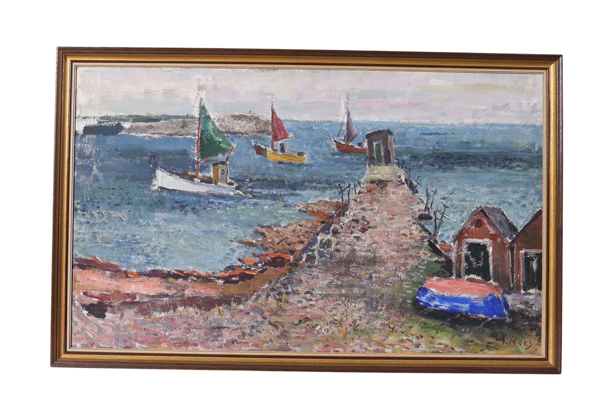 ALEXANDER  ROOS. Olja på pannå, skärgårdsmotiv, signerad.