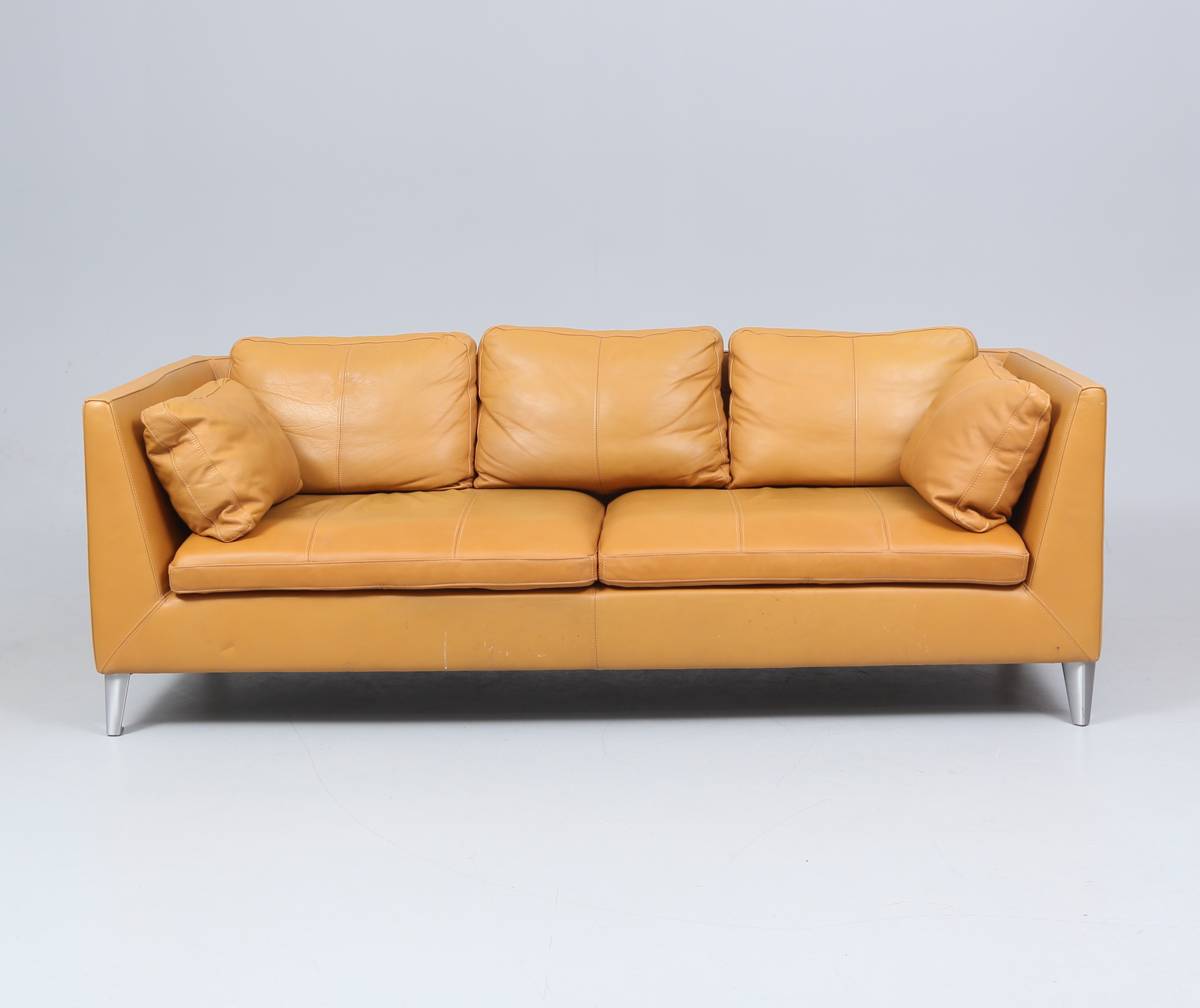 NILS GAMMELGAARD. Soffa, "Stockholm", brun skinnklädsel, Ikea.