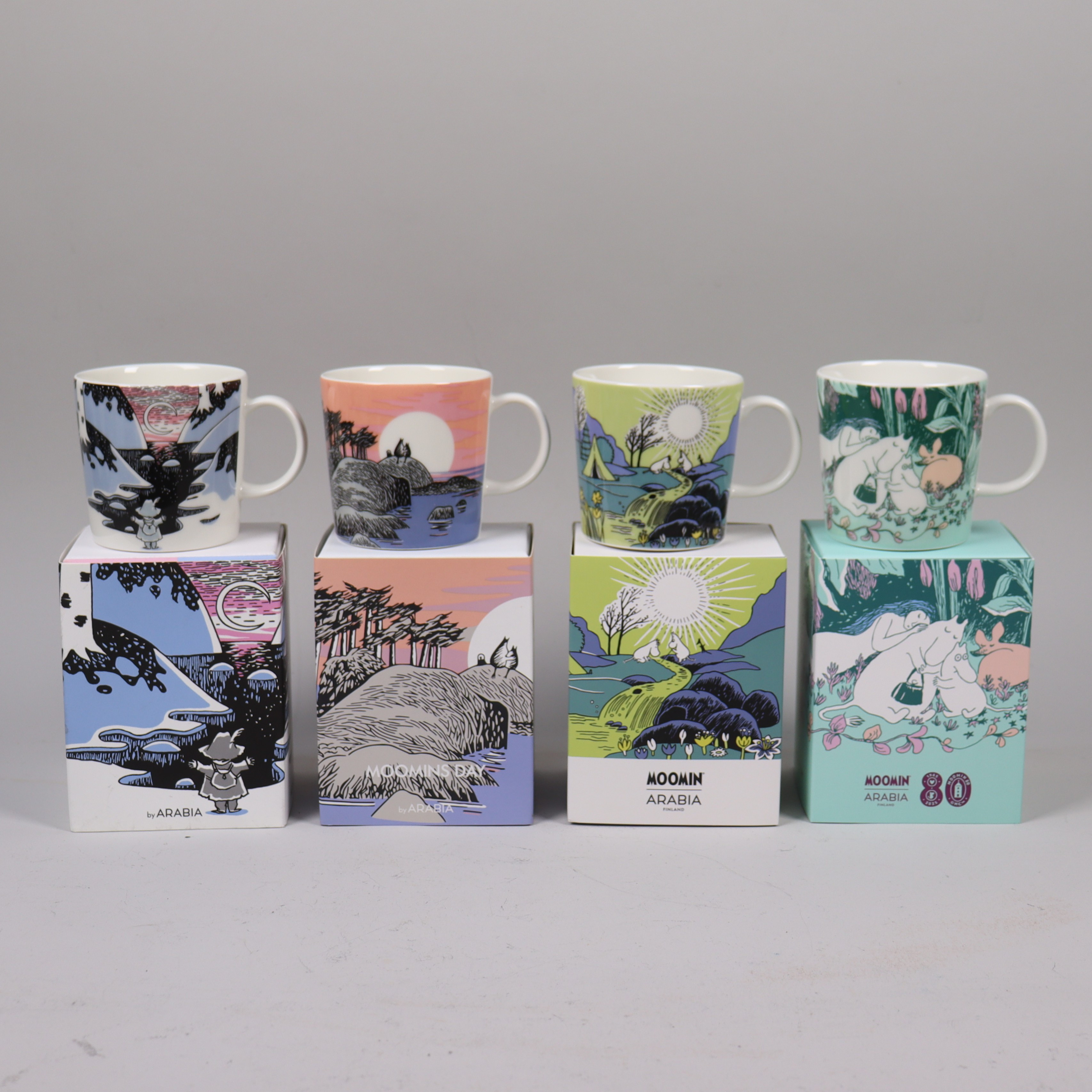 MUMINMUGGAR, Mumindagsmugg 2018, 2021, 2024 och 2025, Arabia, 4 st.