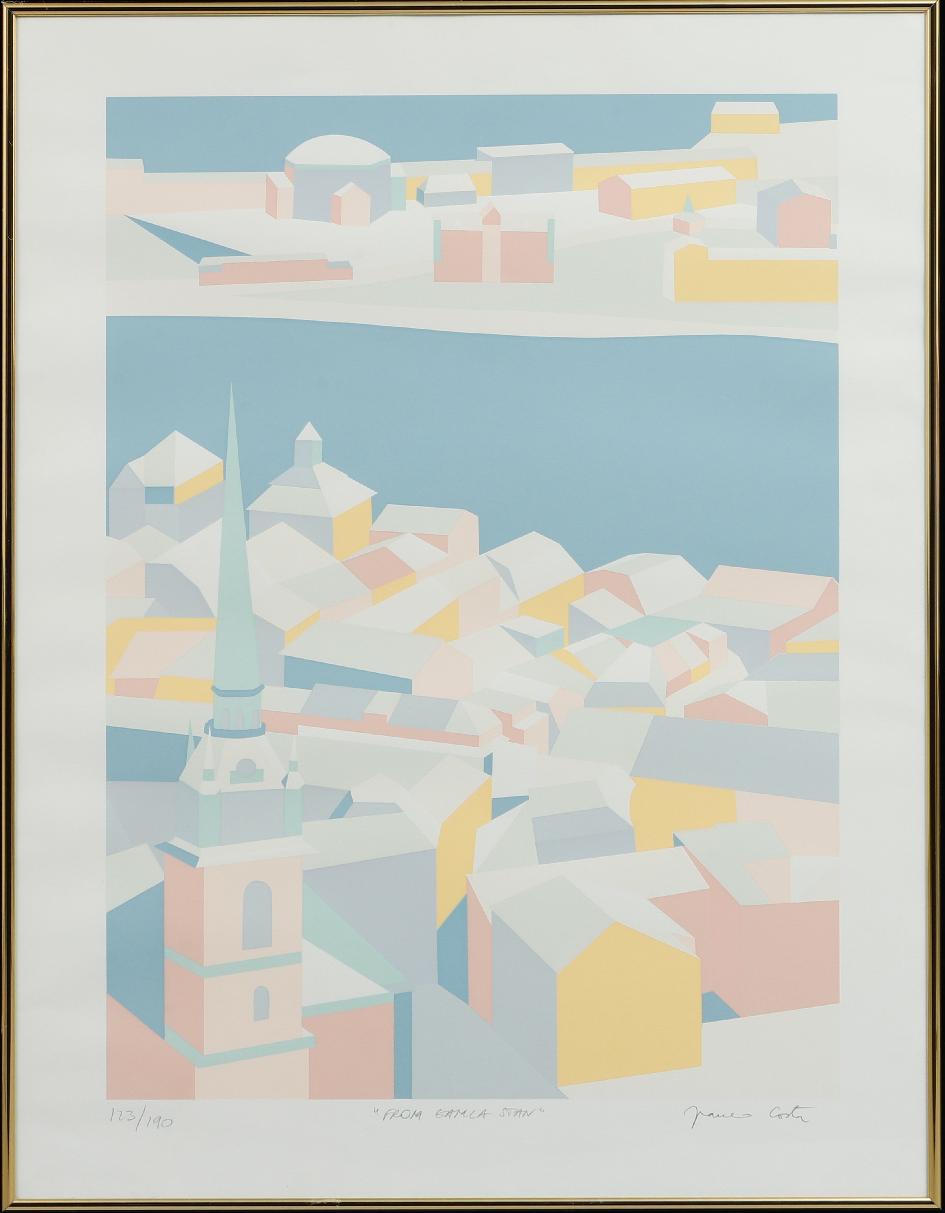 FRANCO COSTA. "From gamla stan", färgserigrafi, signerad och numrerad 123/190.