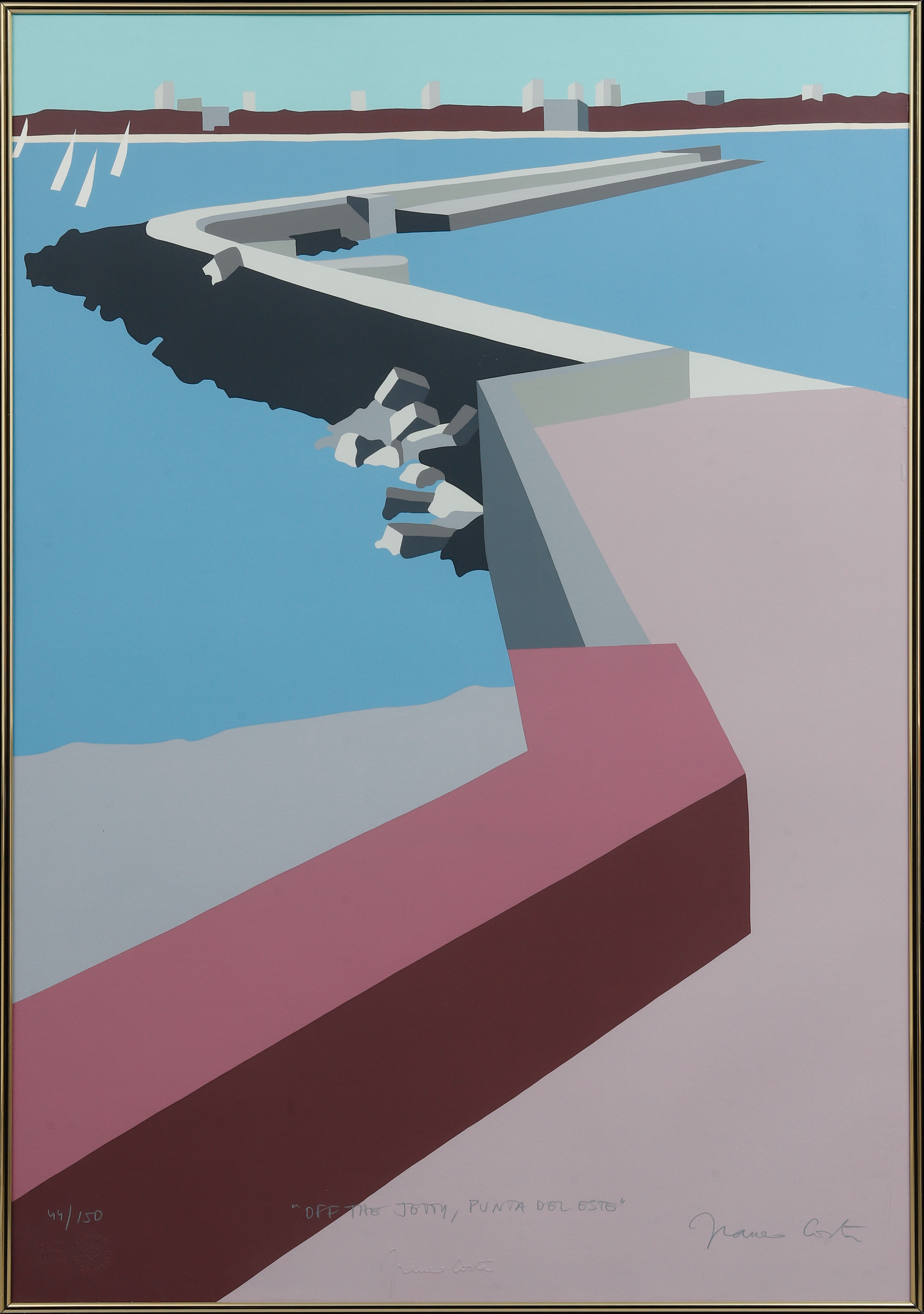 FRANCO COSTA. "Off the jetty, Punta del Este", färgserigrafi, signerad och numrerad 44/150.