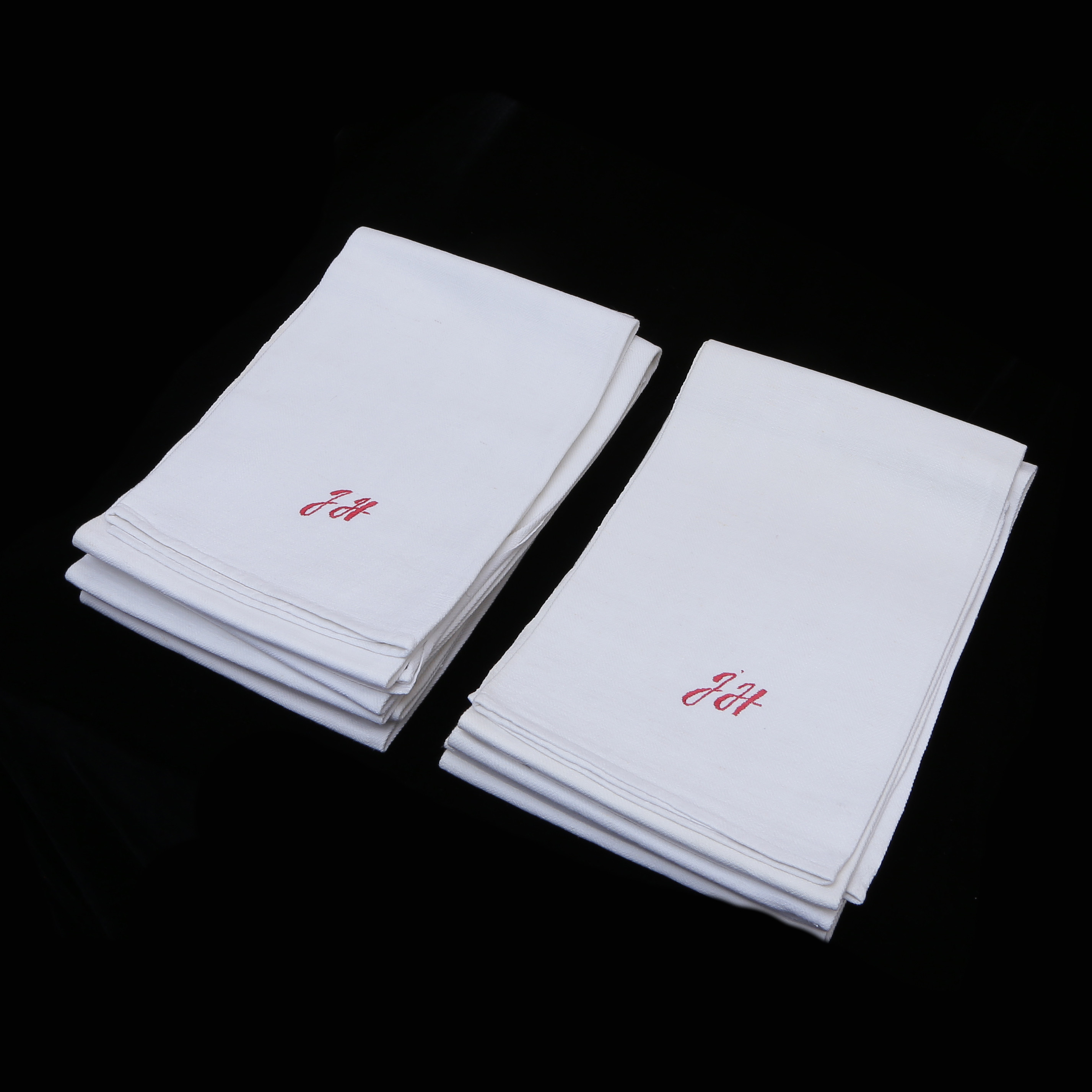 SAMLING KÖKSHANDDUKAR I LINNE, 10 DELAR, 1900-TAL.