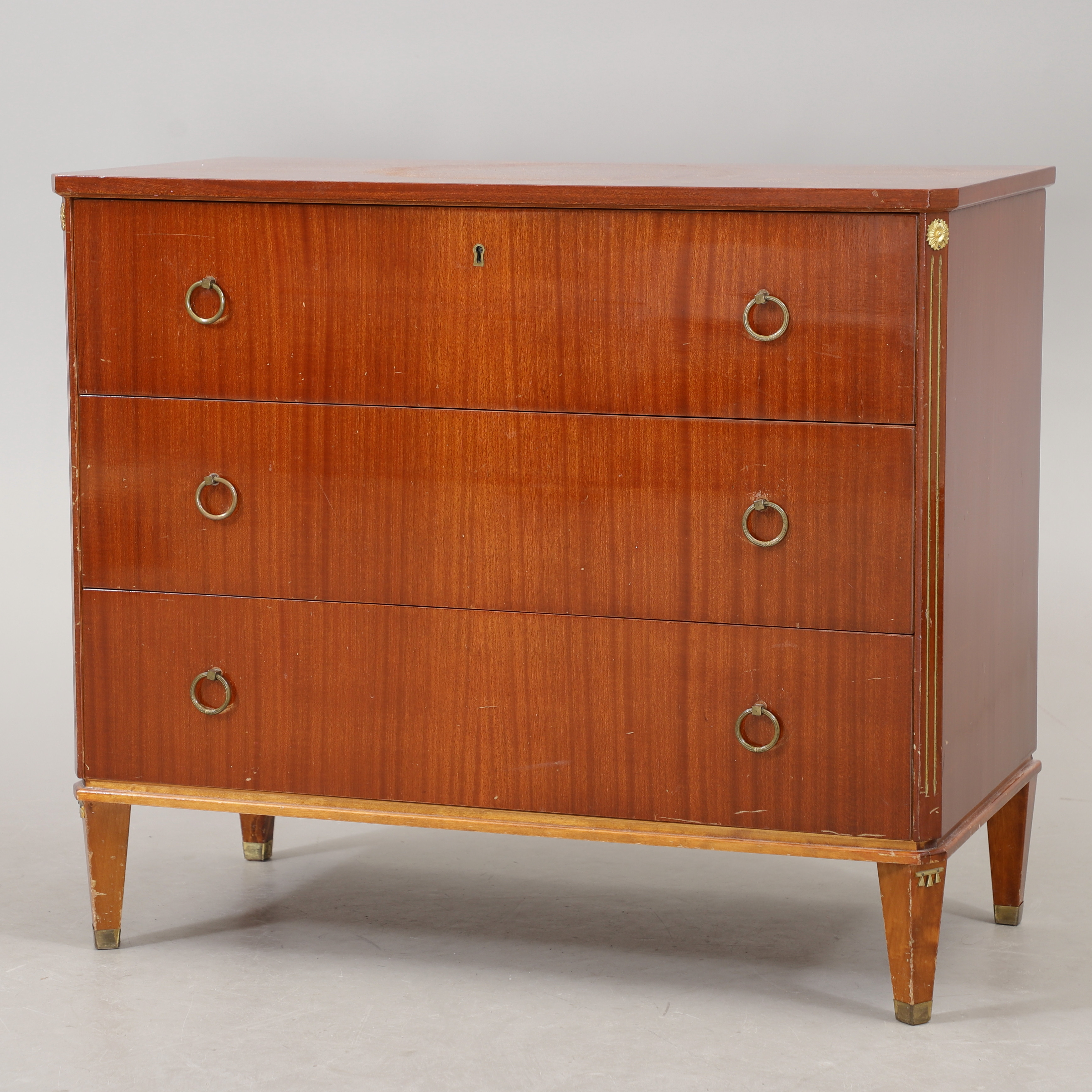 BYRÅ, mahogny, gustaviansk stil, 1900-talets mitt.