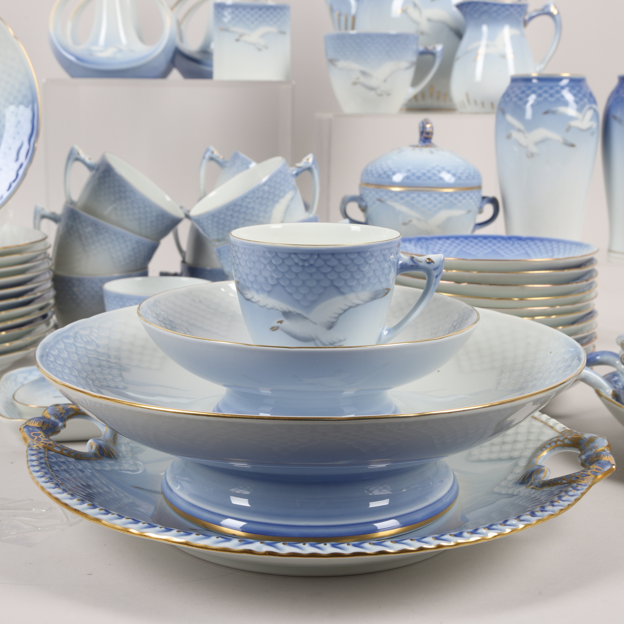 KAFFESERVISDELAR, 55 delar, porslin, "Blå Måsen", Bing & Gröndahl, Danmark.