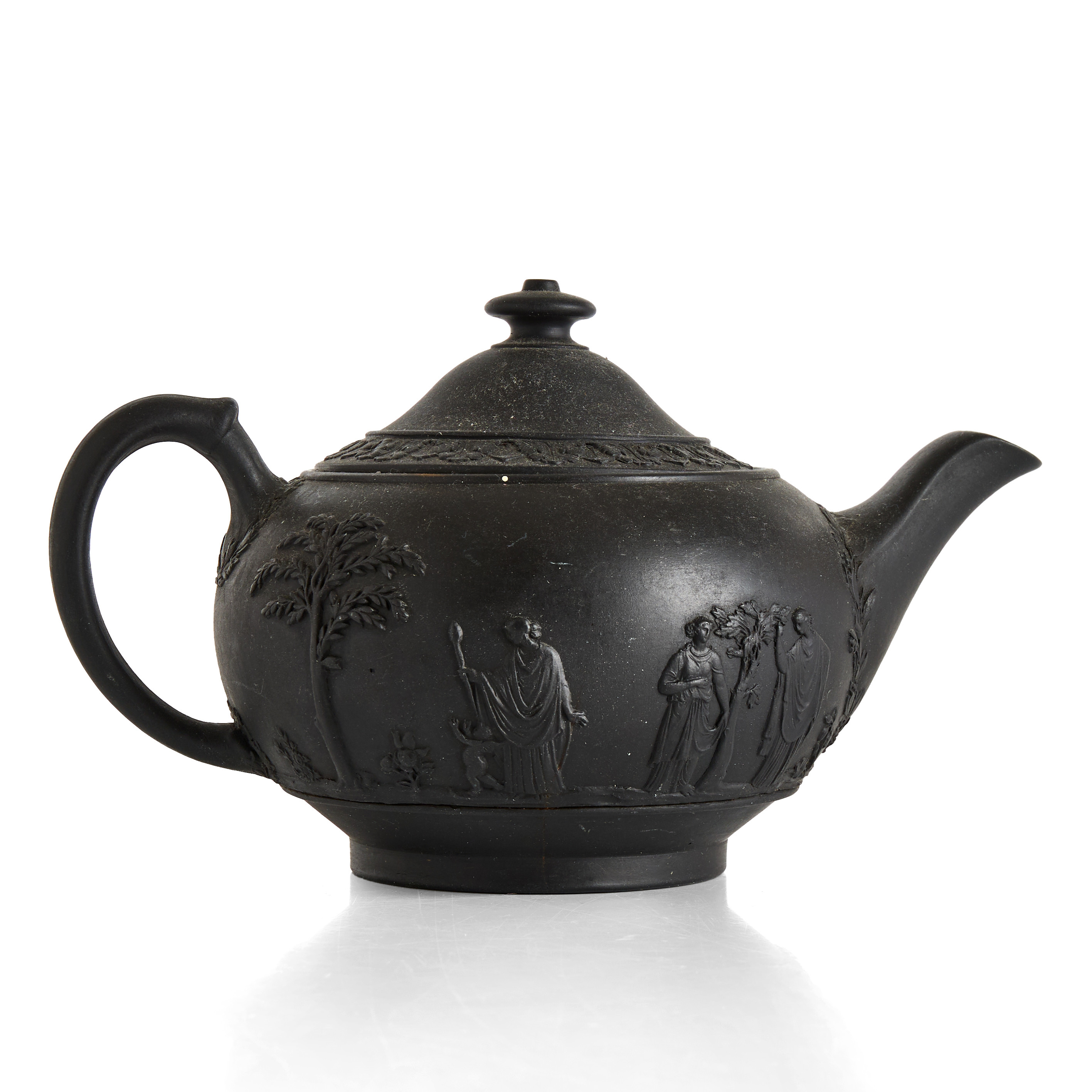 TEKANNA, Wedgwood, "basaltware", antikiserande reliefdekor, England, 18/1900-tal.