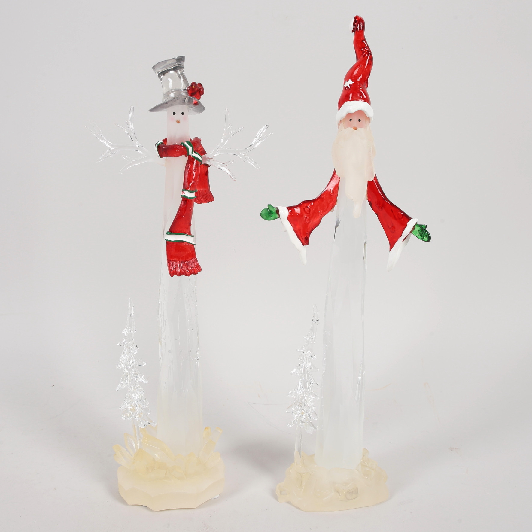 DEKORATIONSLAMPOR, 2 st, tomte & snögubbe, plast, "Humle" & "Dumle", Markslöjd, 1900/2000-tal.