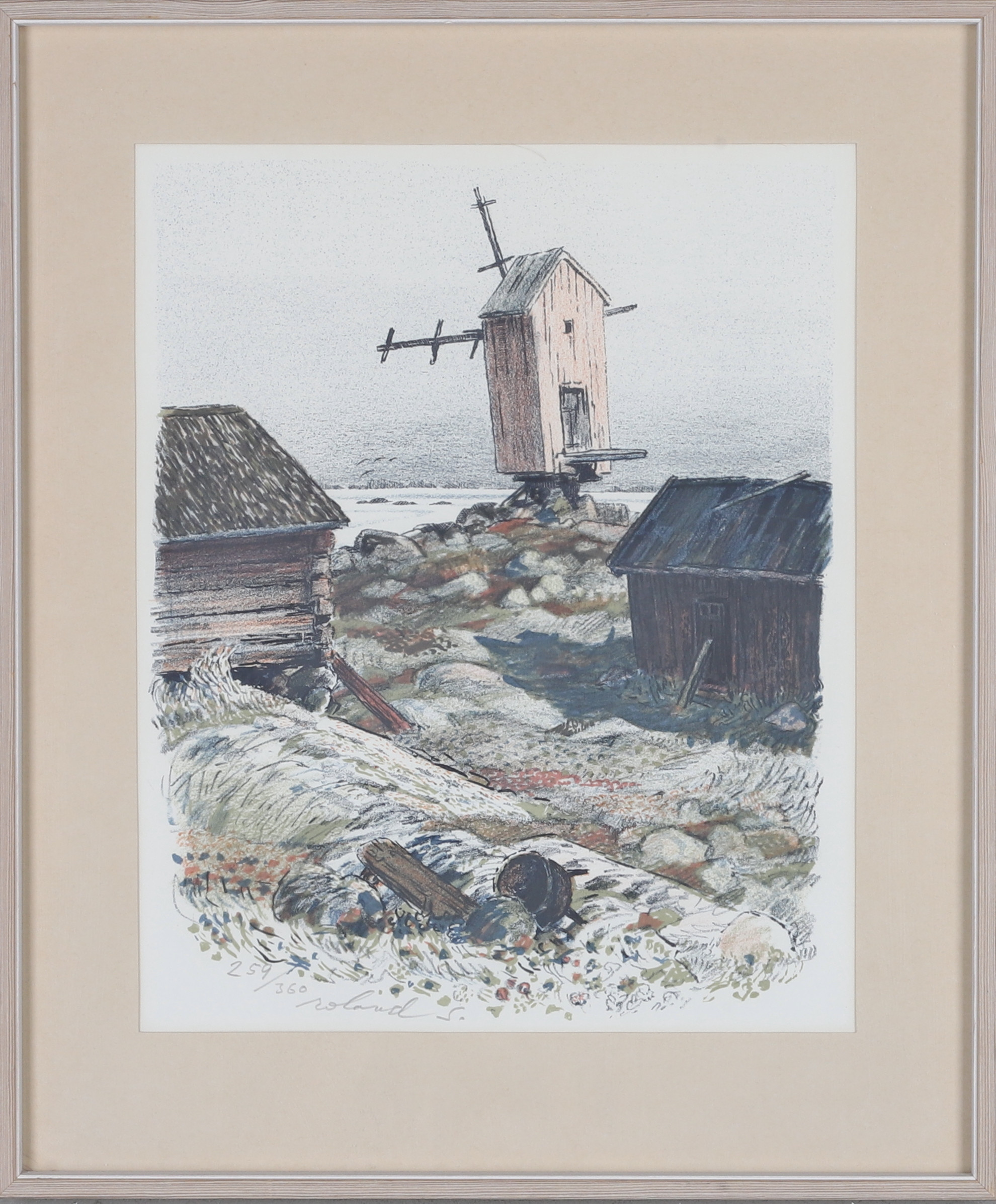 ROLAND SVENSSON. Färglitografi, Fyren, signerad och numrerad 259/360.