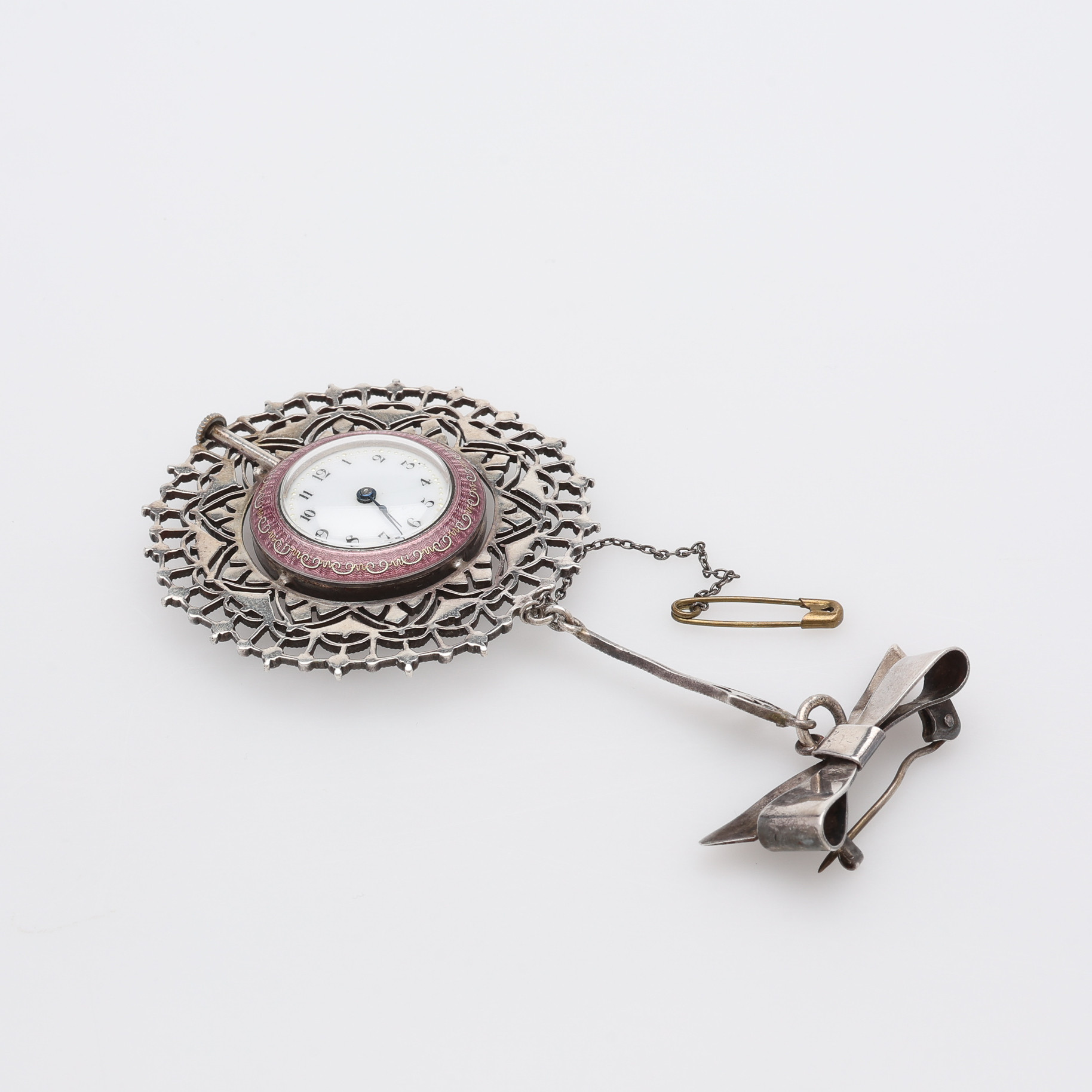 BROSCH/UR, STERLINGSILVER, MARKASITER & GUILLOCHÉEMALJ, JUGEND, 1900-TALETS FÖRSTA DEL.