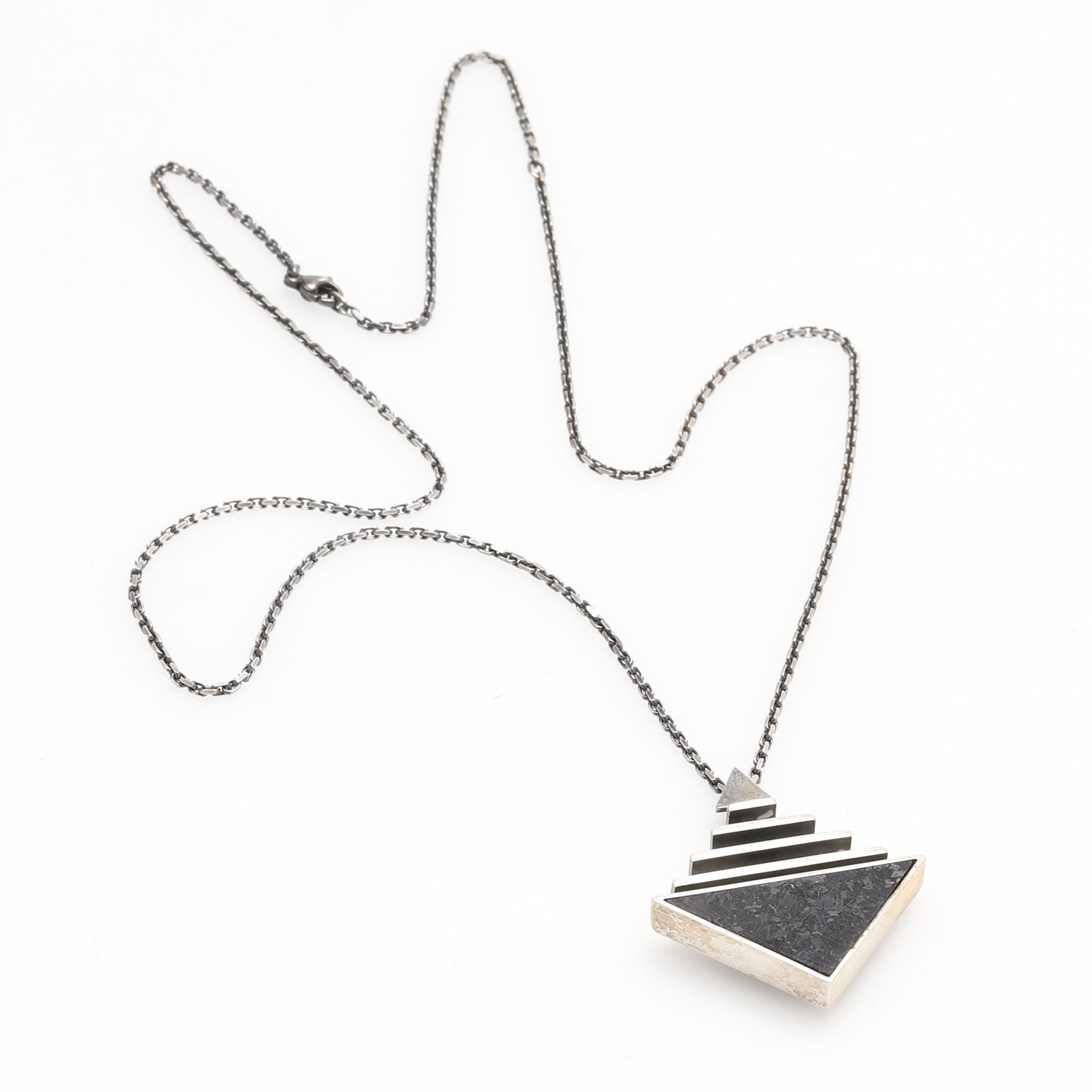 HANS PRYBIL hängsmycke med svart sten, silver. 925. Ystad, Vikt inkl, sten ca 19 gram.