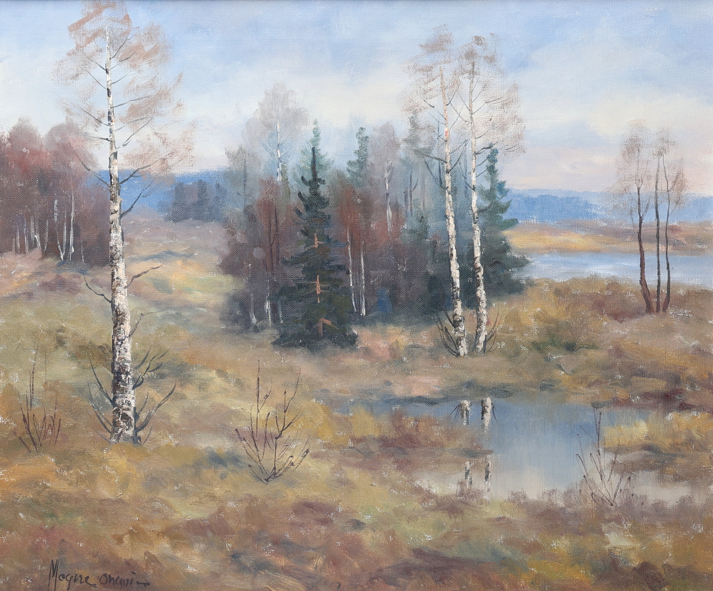 MAGNE OHLQVIST. 2 st, olja på duk, olja på pannå, signerade.