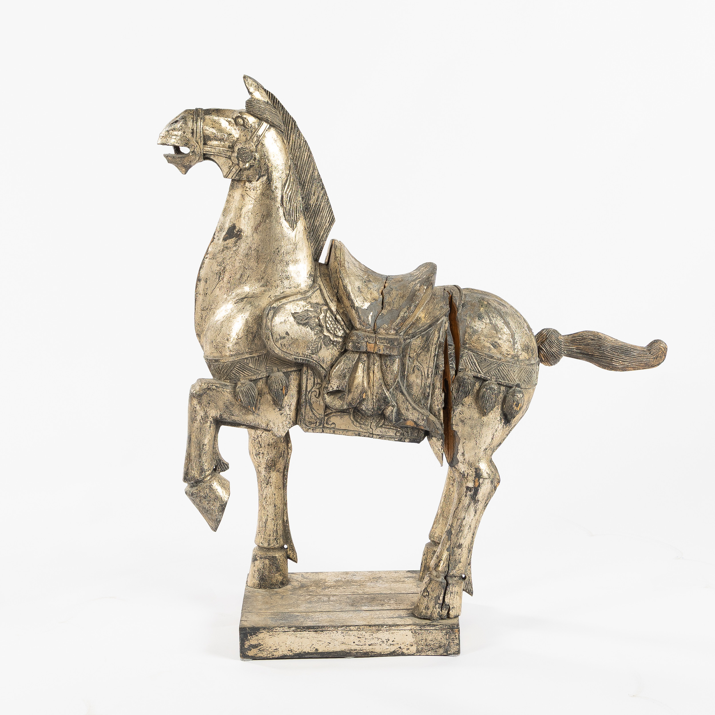 SKULPTUR, häst, förgyllt trä, 1900-tal.