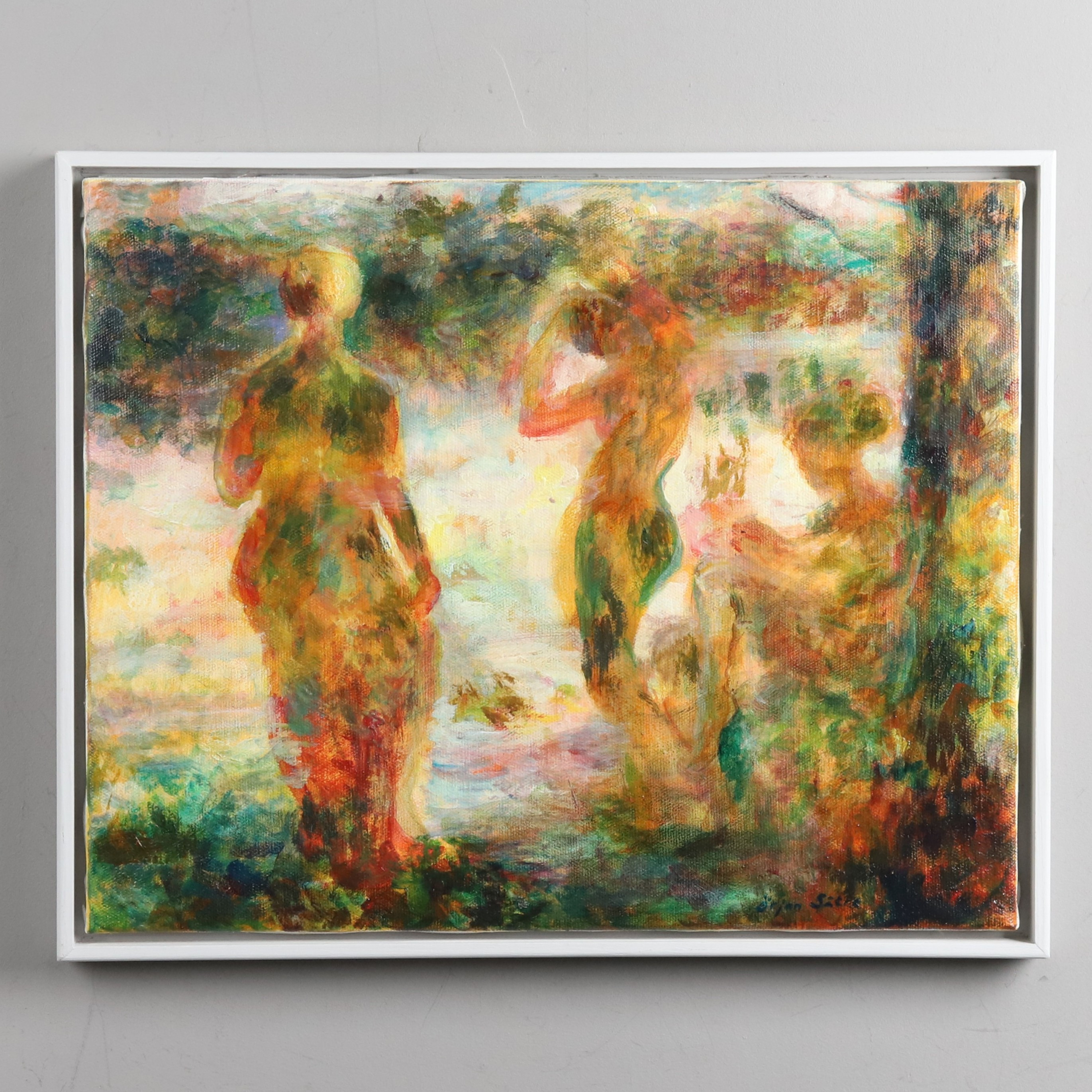 ÖRJAN SÄTRE. Olja på duk, "Afton vid stranden", signerad.