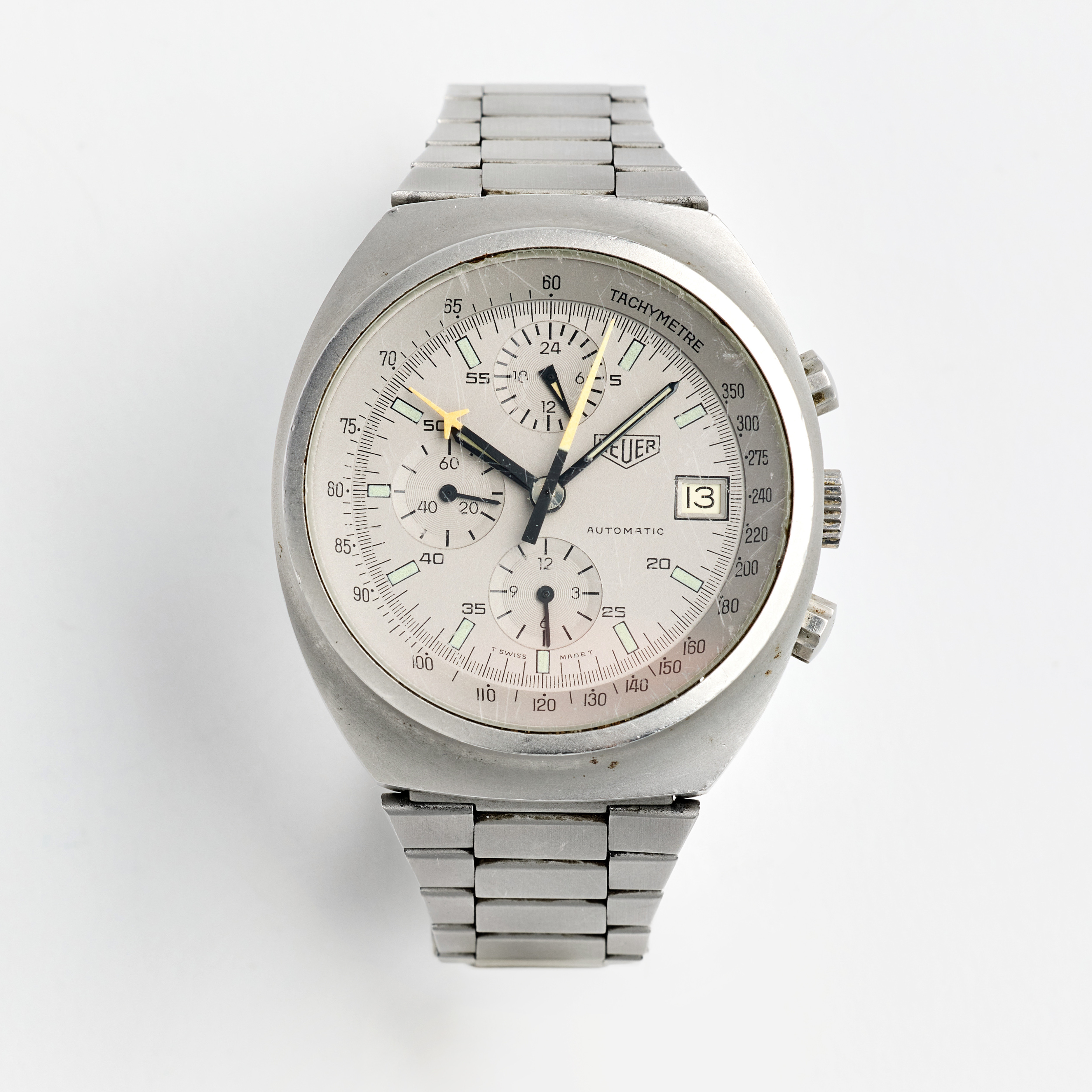 HEUER, Pewter (T Swiss Made T), Tachymetre, kronograf, armbandsur, 42 mm, stål, ca 1984.