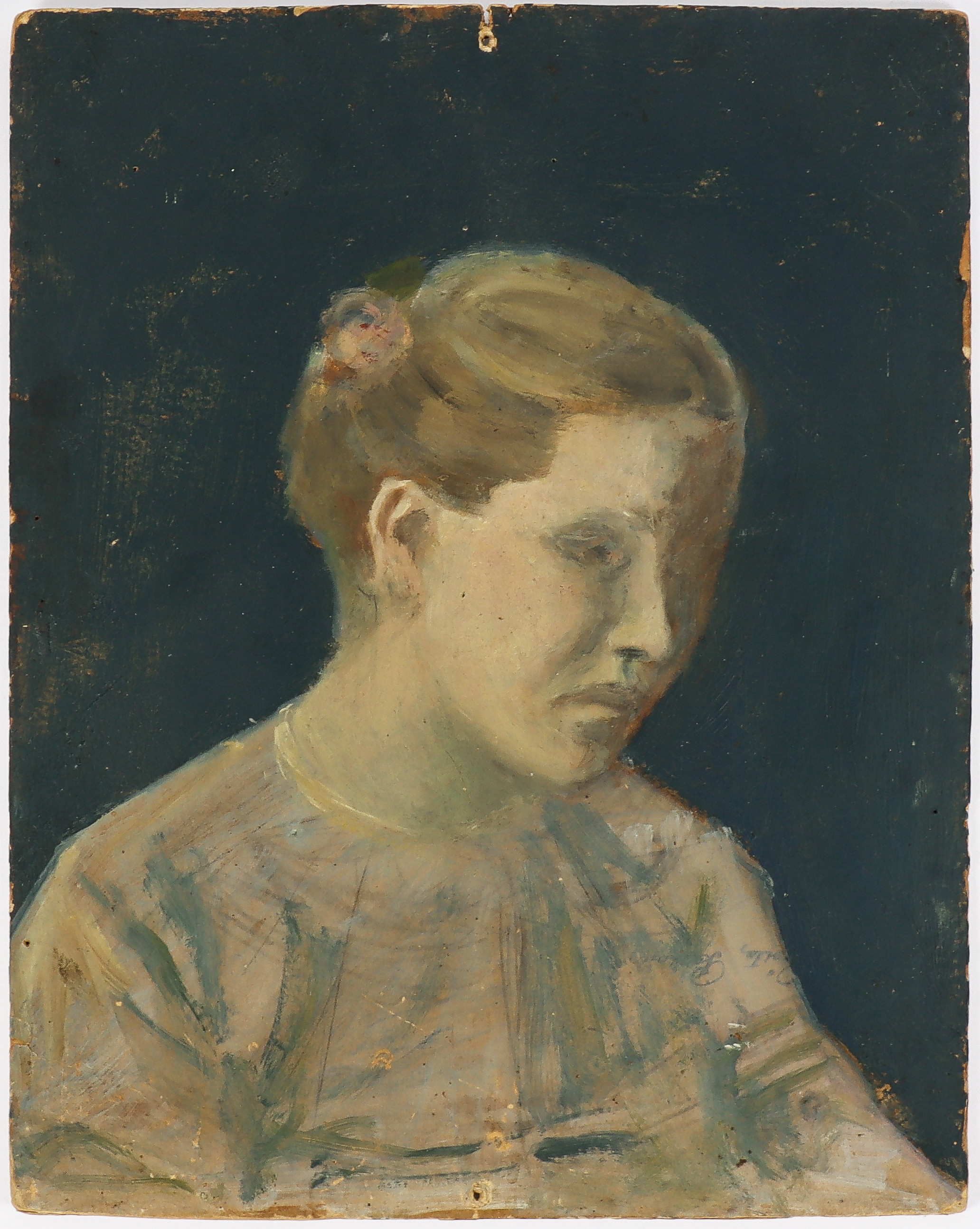 HILMA PERSSON. Olja på pannå, porträtt av systern Clara Rönning.