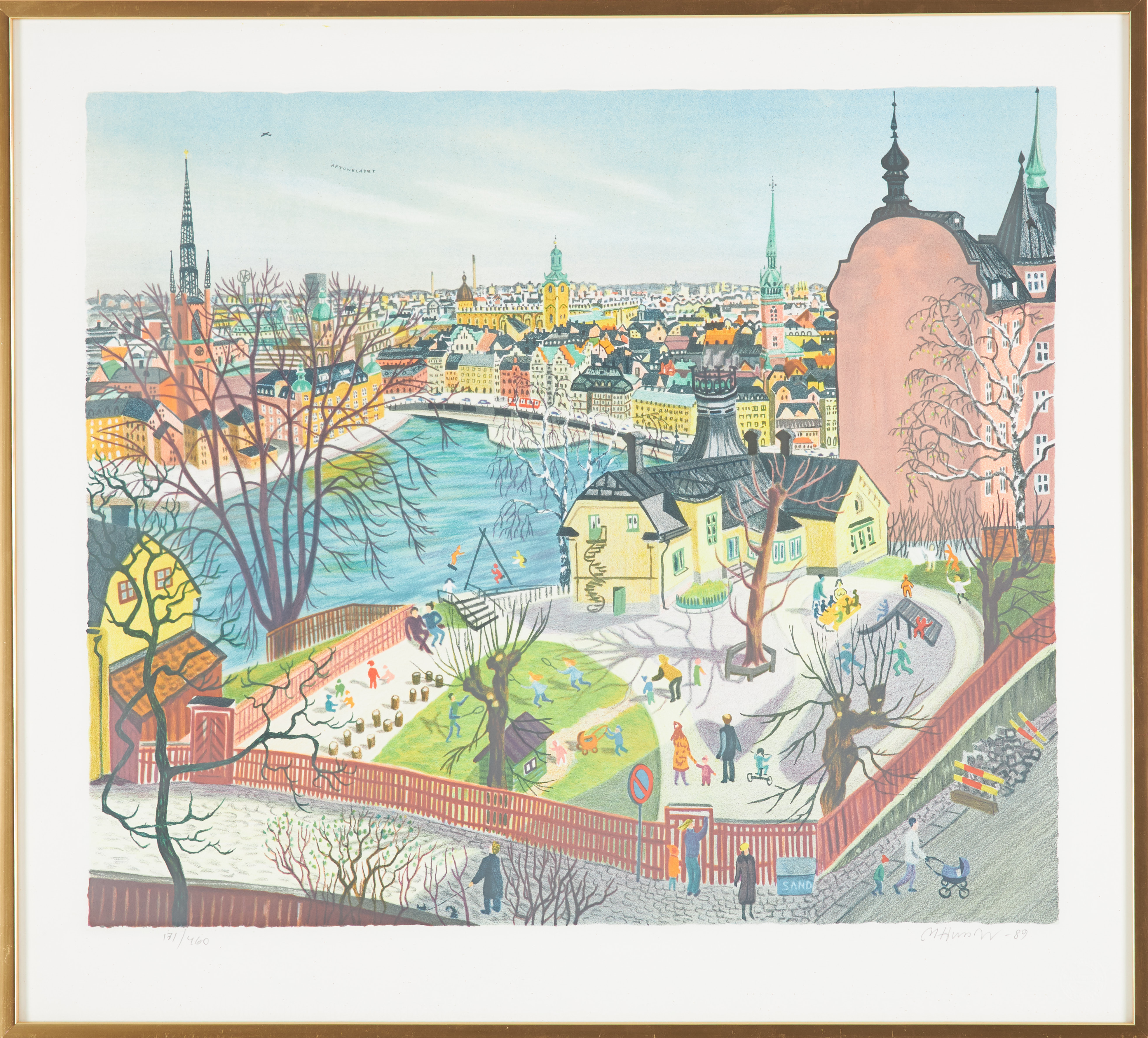 MONA HUSS WALIN. Stockholmsmotiv, litografi, signerad och daterad -89, numrerad 171/460.