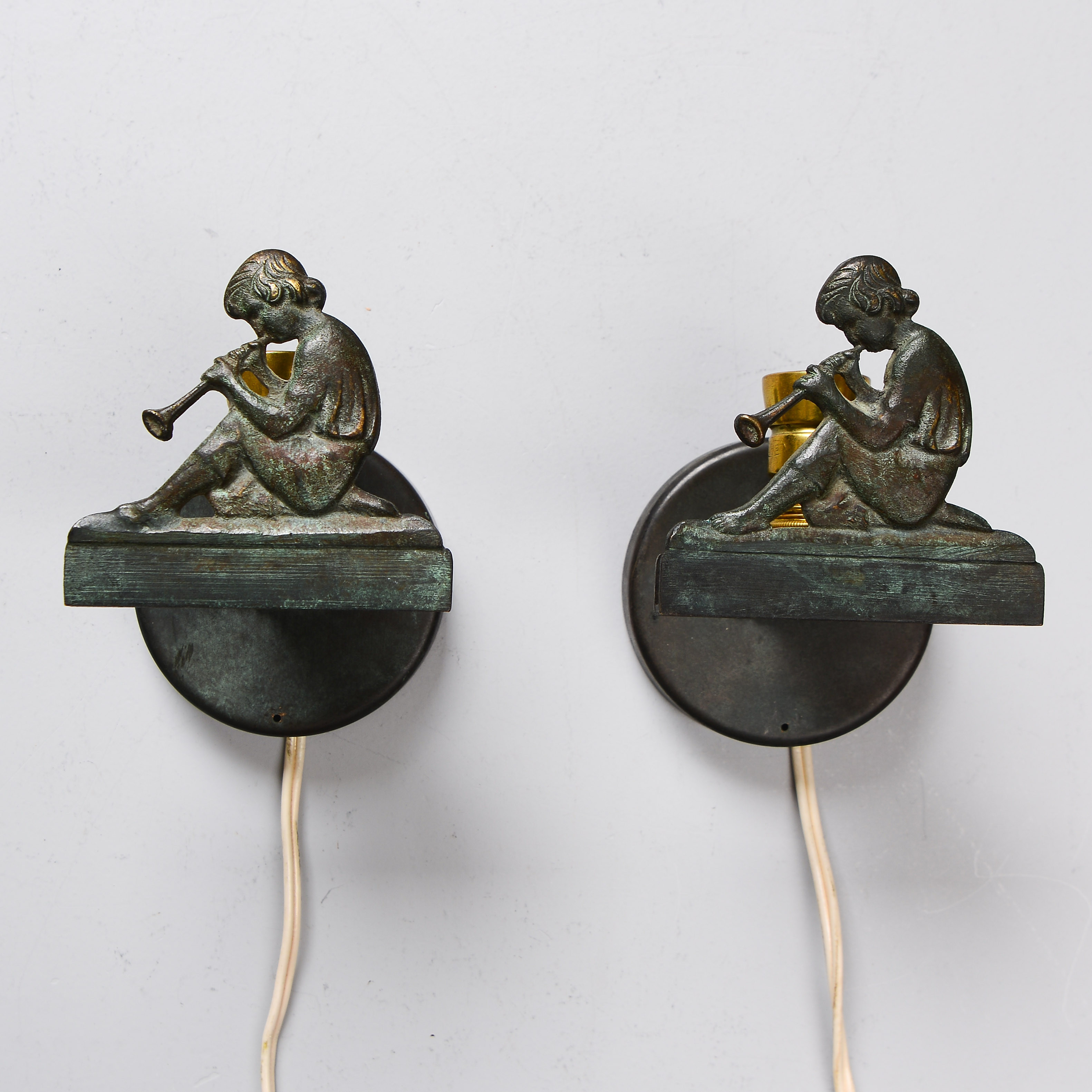 VÄGGLAMPOR, 2 st, brons, art deco, 1930-tal.