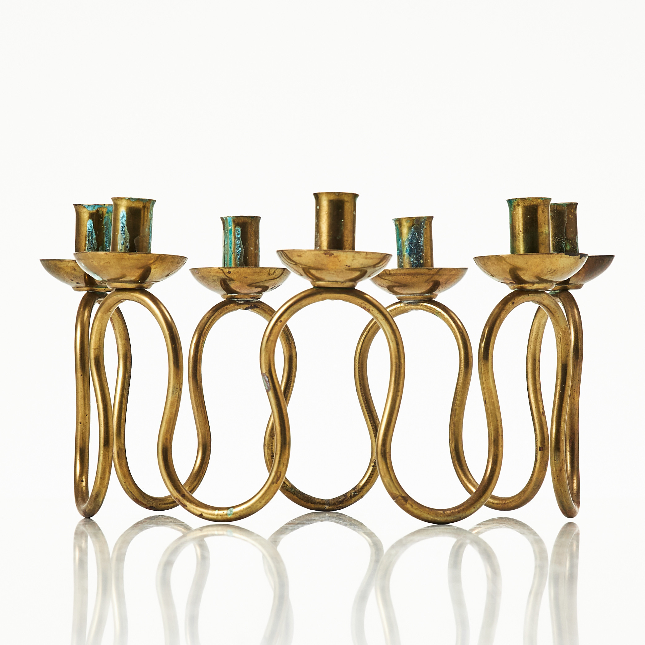 LARS HOLMSTRÖM, kandelaber, mässing, Arvika Konsthantverk. För 7 ljus.