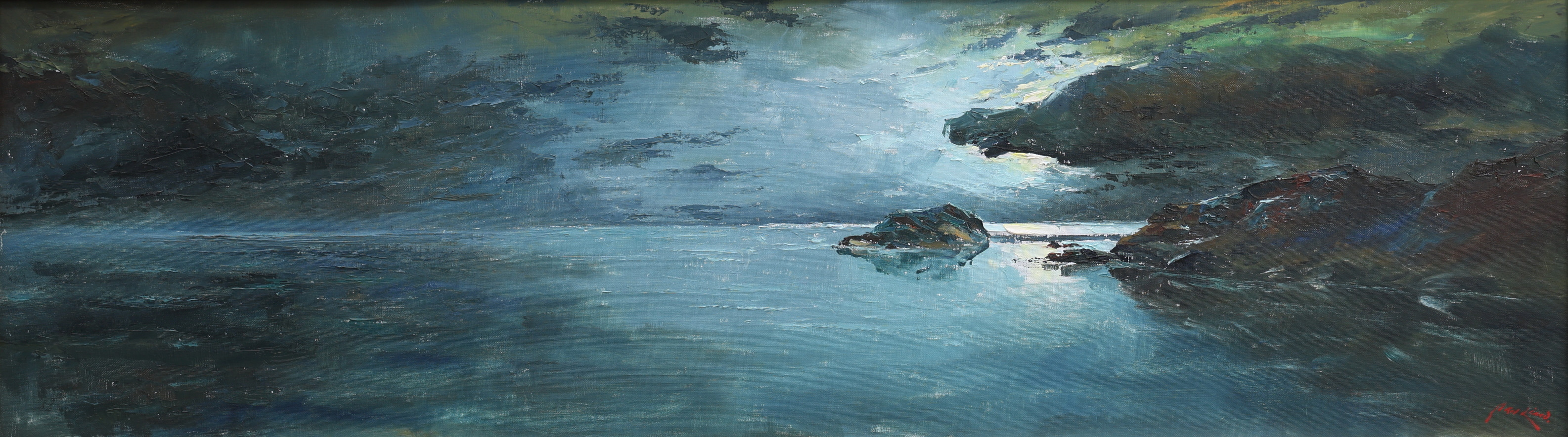 AXEL LIND. Olja på duk, havsmotiv, signerad.