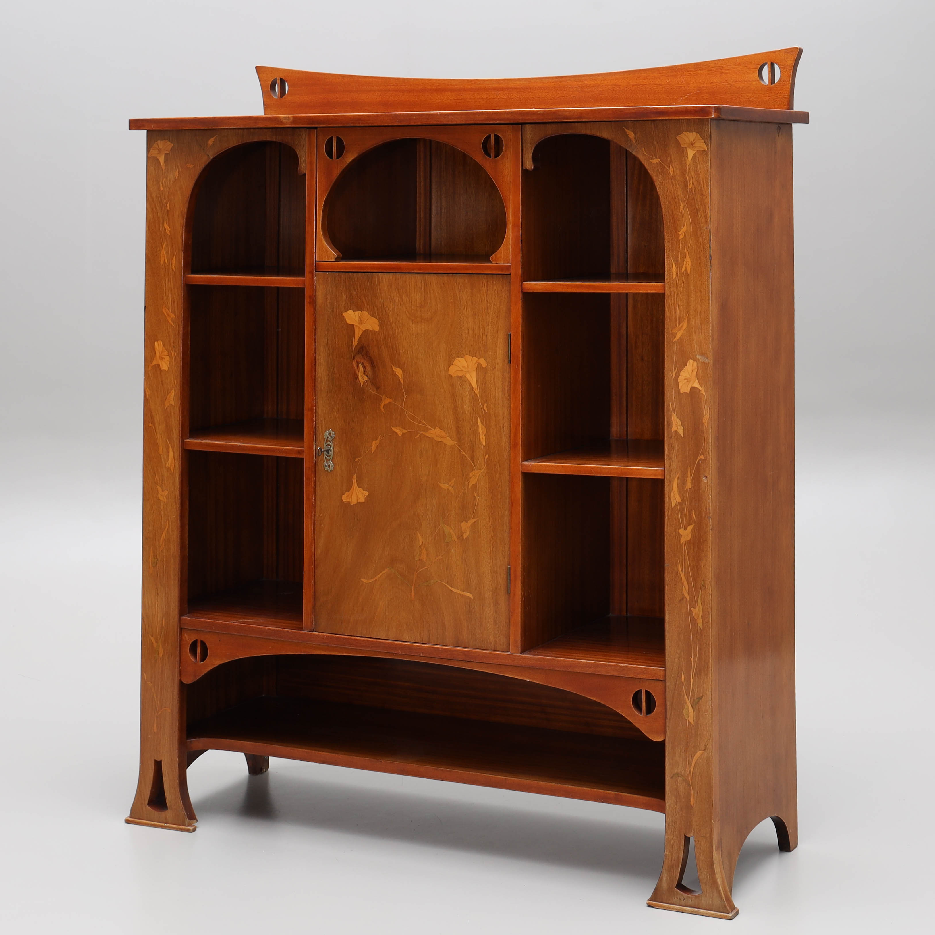 SKÅP, mahognyfanér, intarsia, 1800/1900-tal.