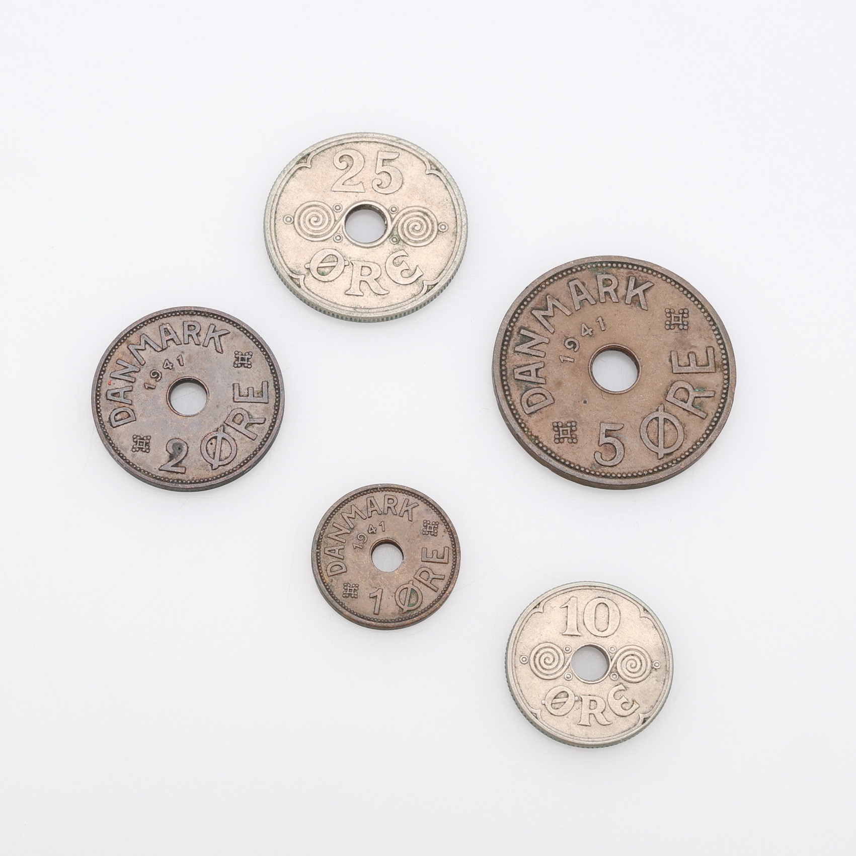 MYNT, 5 ST, CHRISTIAN X, DANMARK/FÄRÖARNA, 1941.