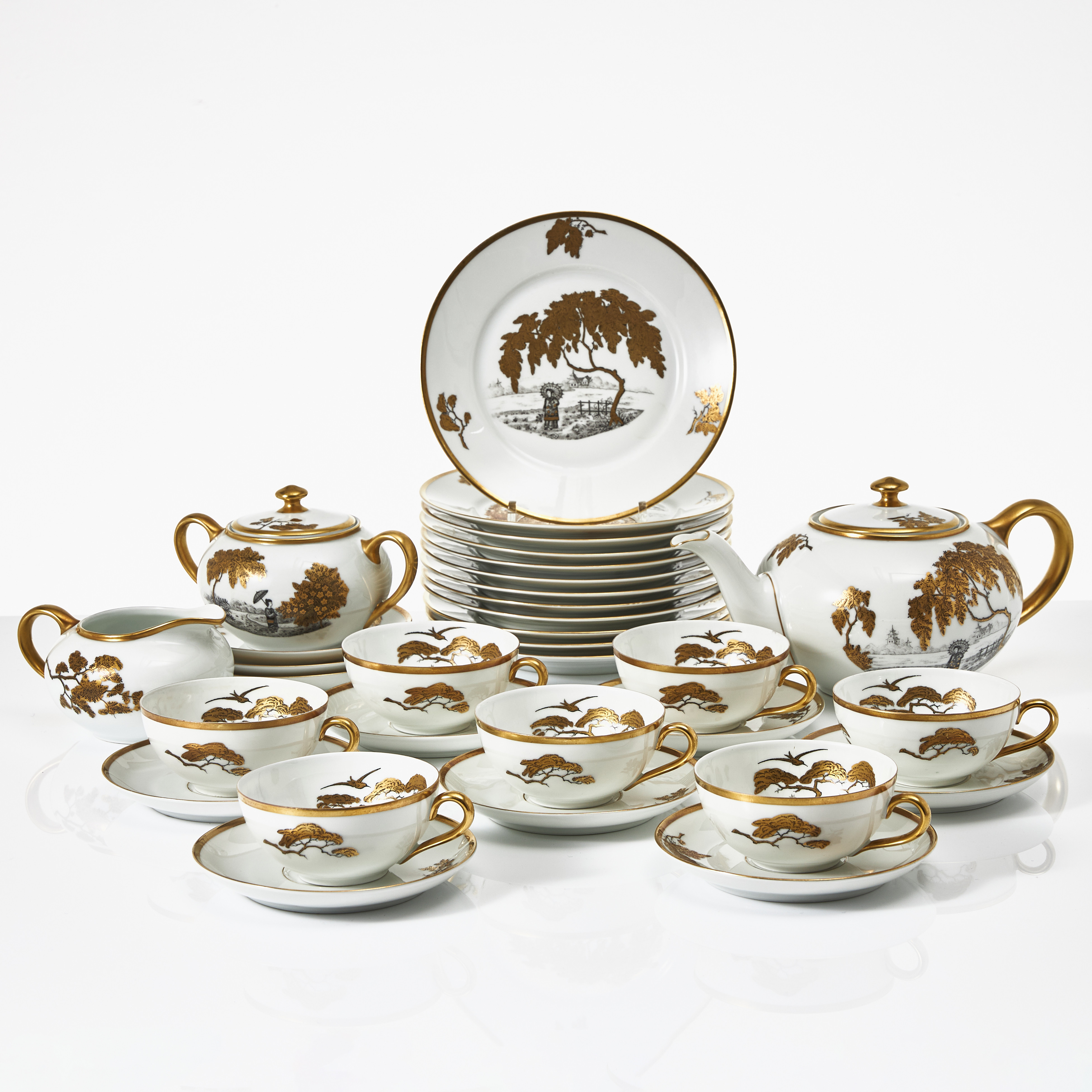TESERVIS, 25 delar, porslin, förgylld dekor, Schönwald porzellanfabrik, Tyskland.