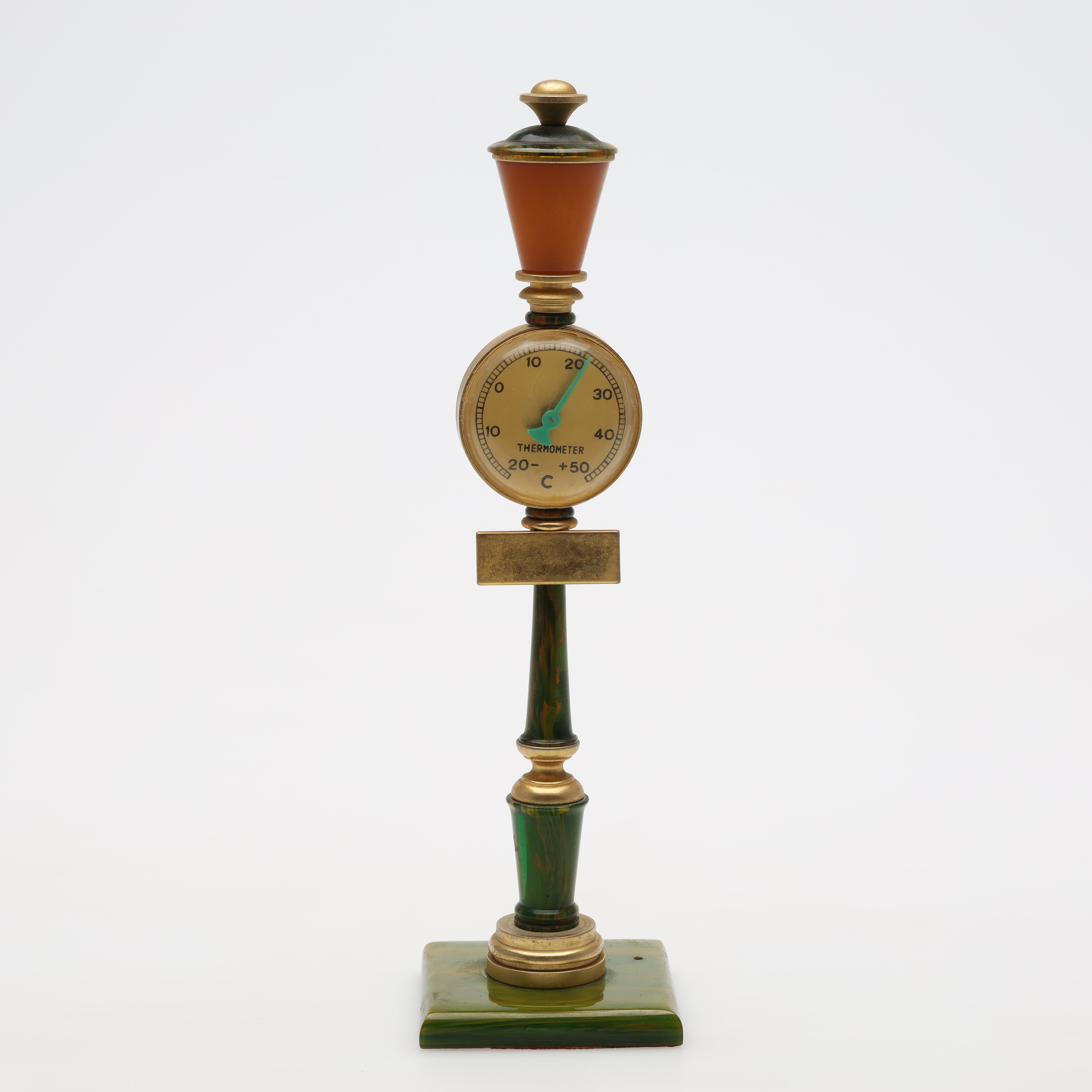 BORDSTERMOMETER, i form av lyktstolpe, glas/metall.